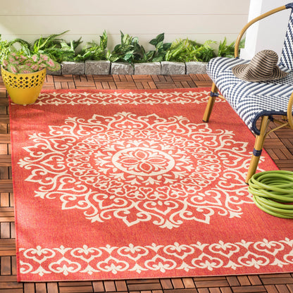 Safavieh Beach House Bhs183Q Red/Creme Area Rug