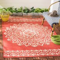 Safavieh Beach House Bhs183Q Red/Creme Area Rug