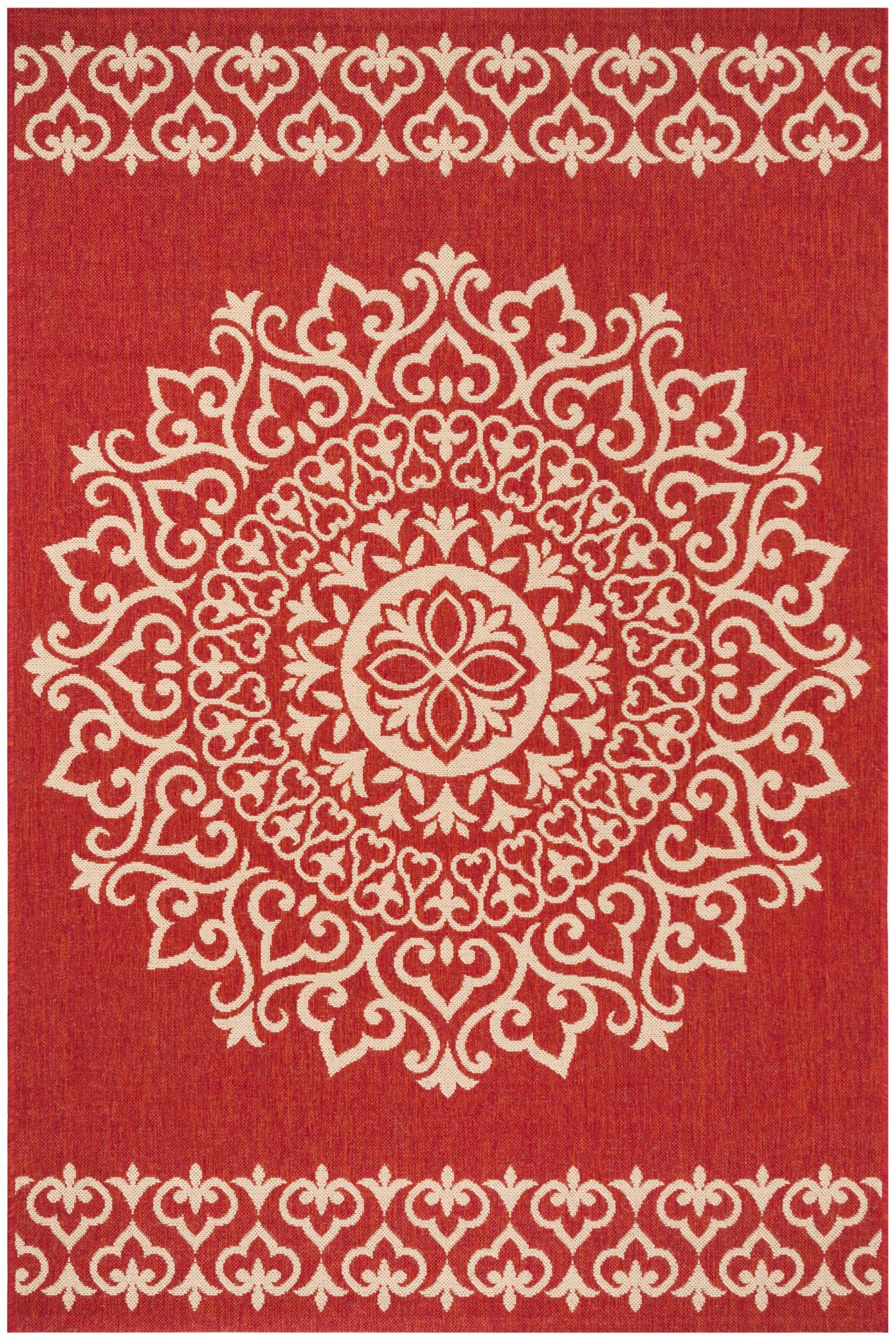 Safavieh Beach House Bhs183Q Red/Creme Area Rug