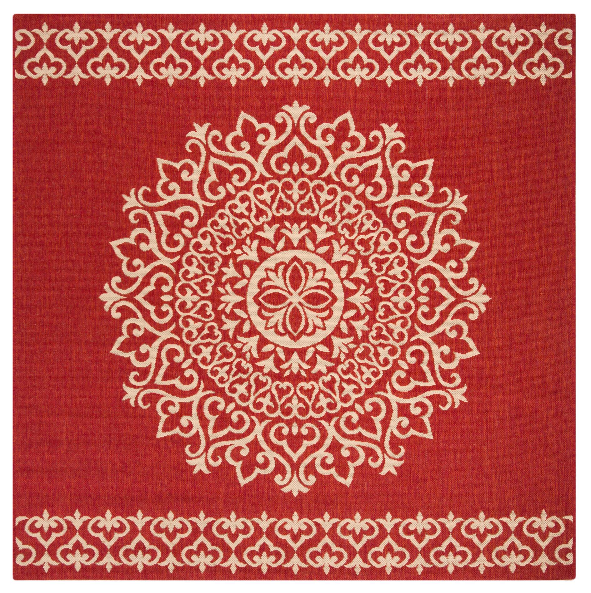 Safavieh Beach House Bhs183Q Red/Creme Area Rug