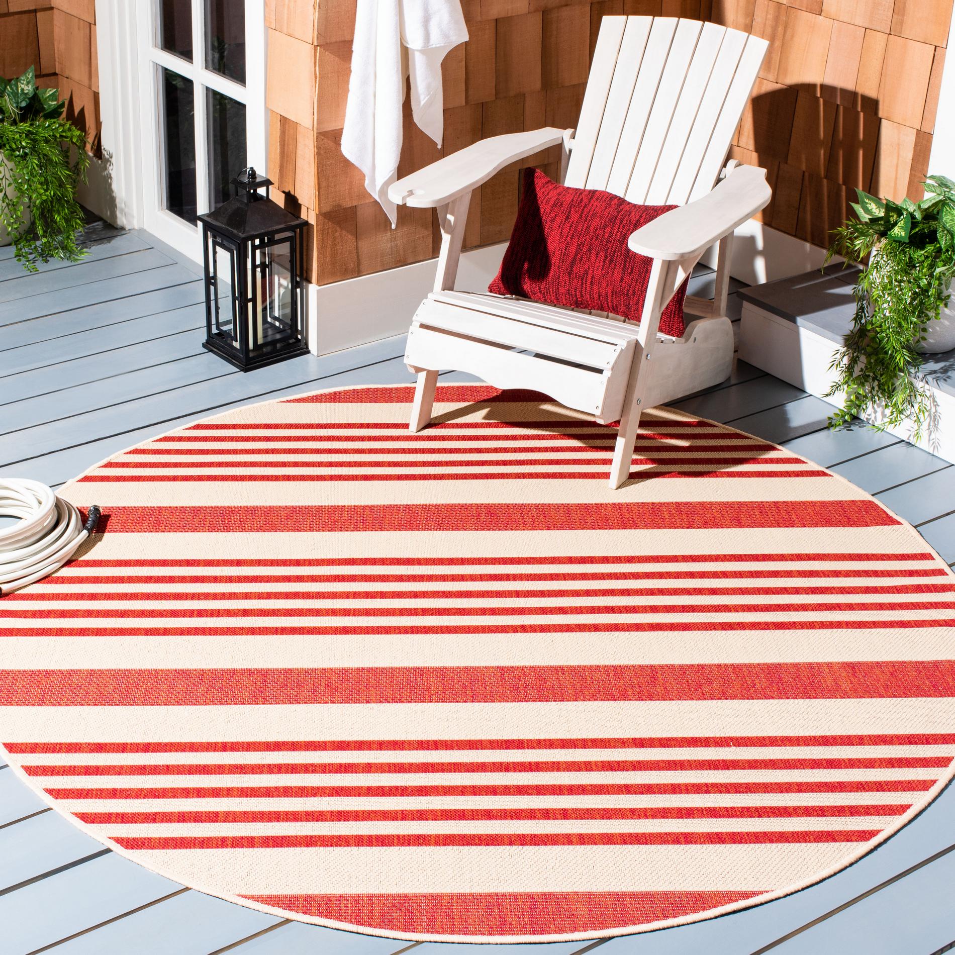 Safavieh Beach House Bhs222Q Beige/Red Area Rug