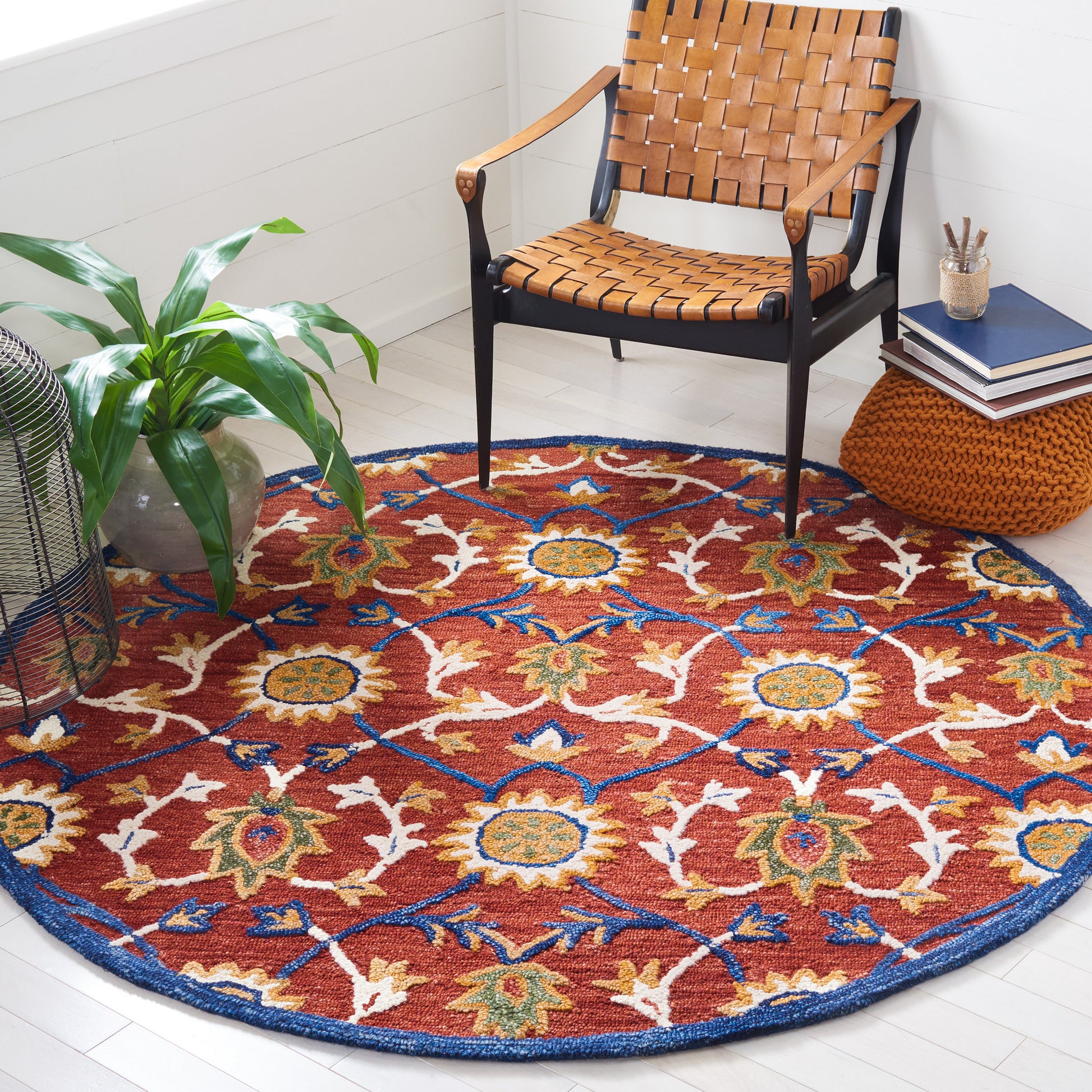 Safavieh Blossom Blm564P Rust/Blue Area Rug