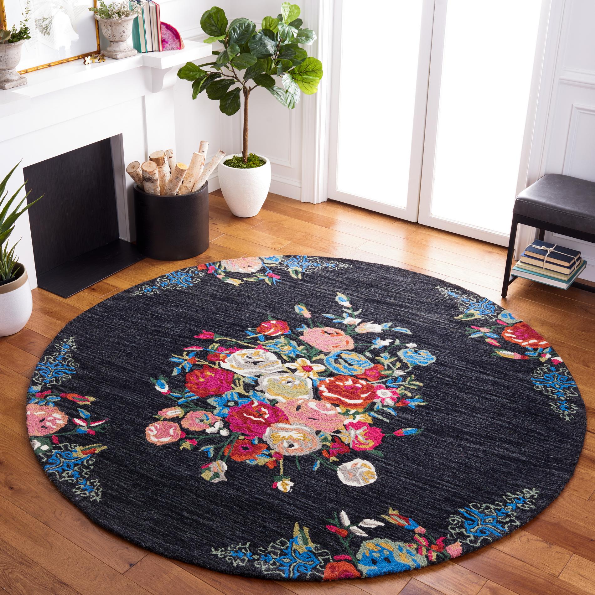 Safavieh Blossom Blm575Z Black/Pink Area Rug