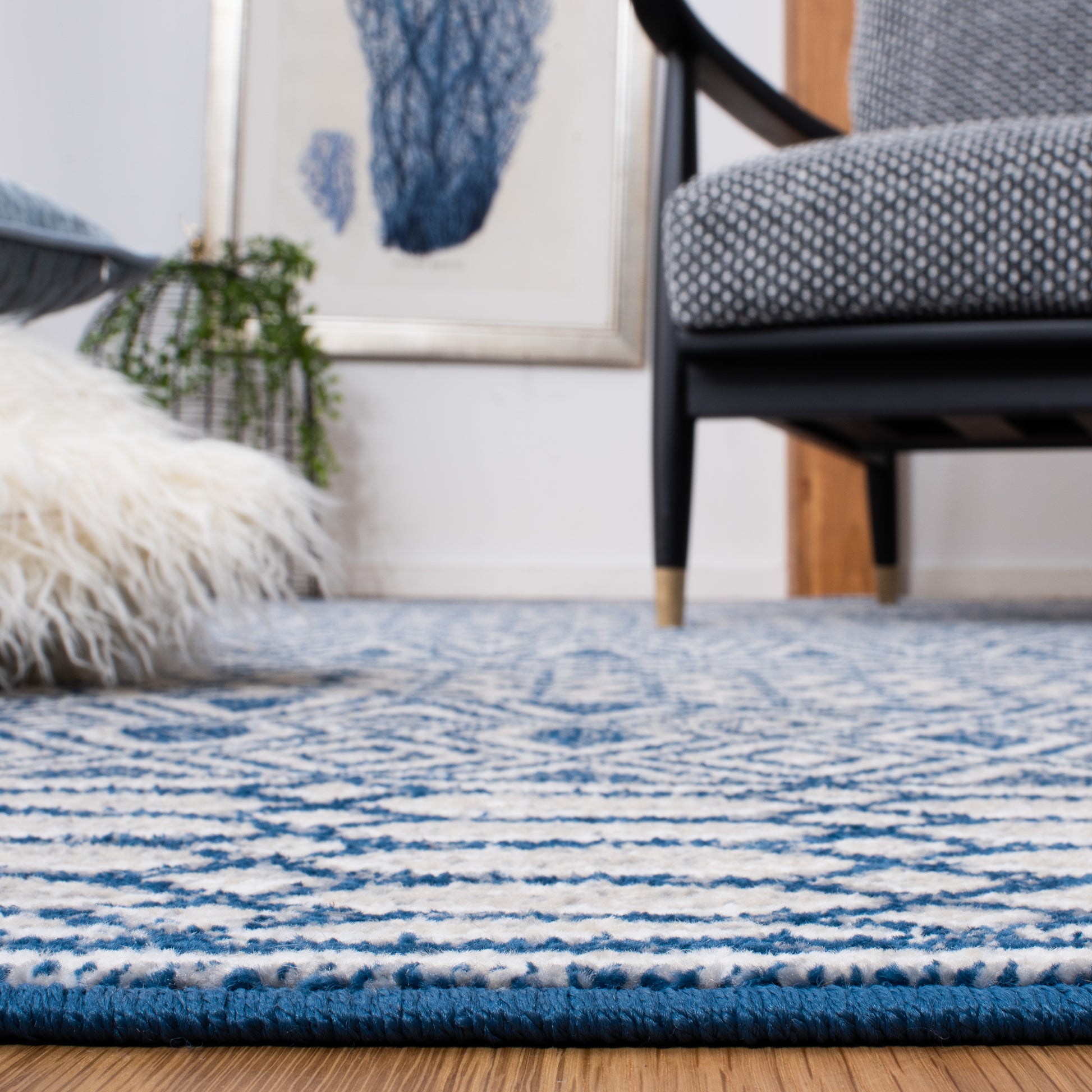 Safavieh Belmont Bmt132N Navy/Grey Area Rug