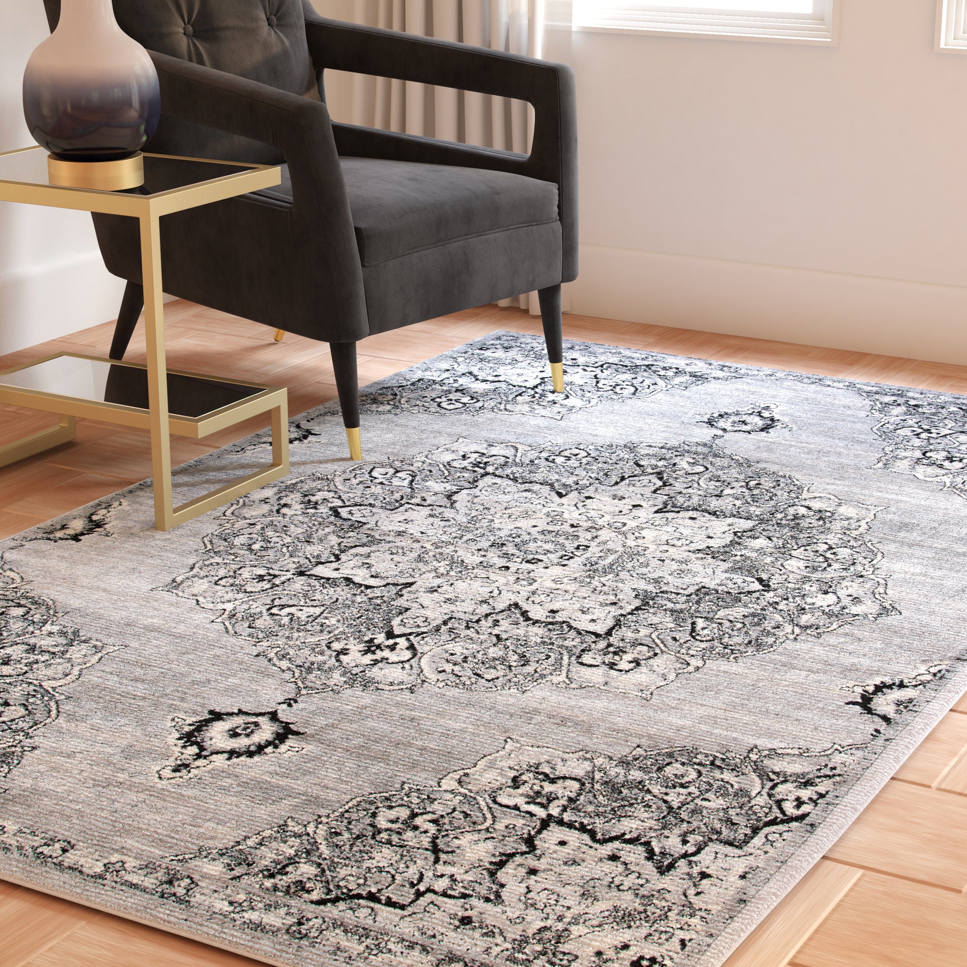 Safavieh Brentwood Bnt802G Silver/Black Area Rug