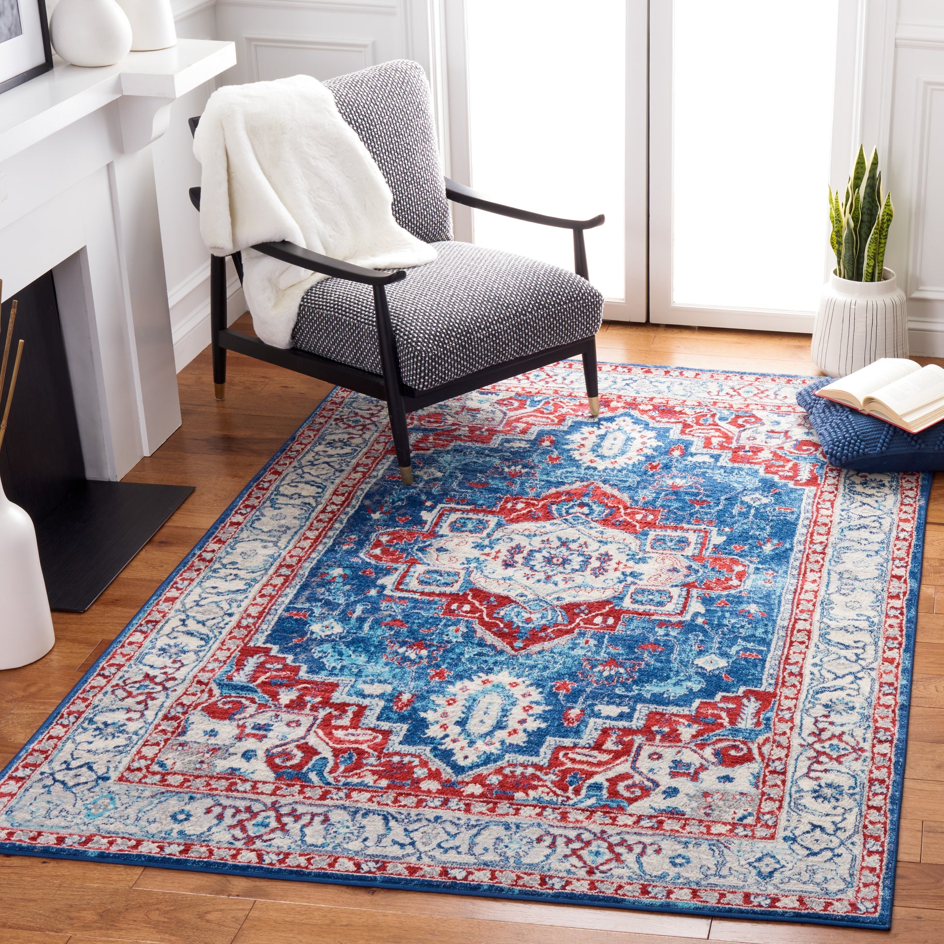 Safavieh Brentwood Bnt851P Navy/Red Area Rug