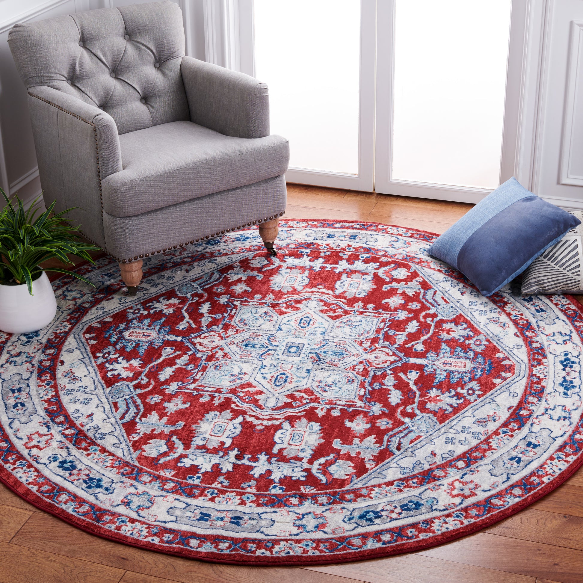 Safavieh Brentwood Bnt852Q Red/Ivory Area Rug