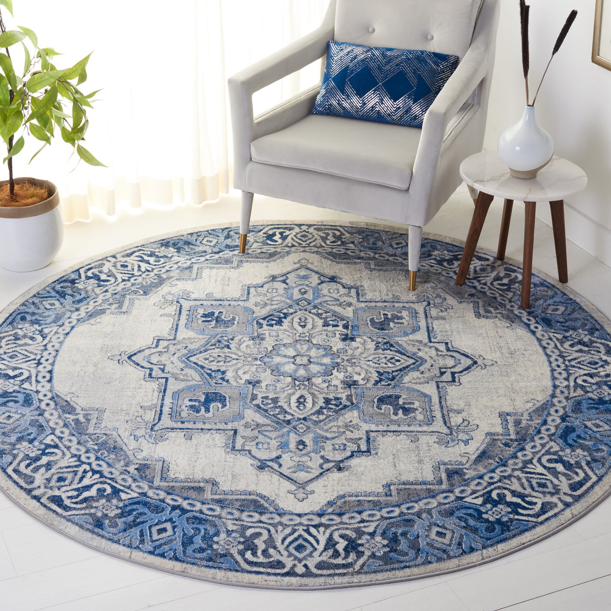 Safavieh Brentwood Bnt861M Blue/Light Grey Area Rug