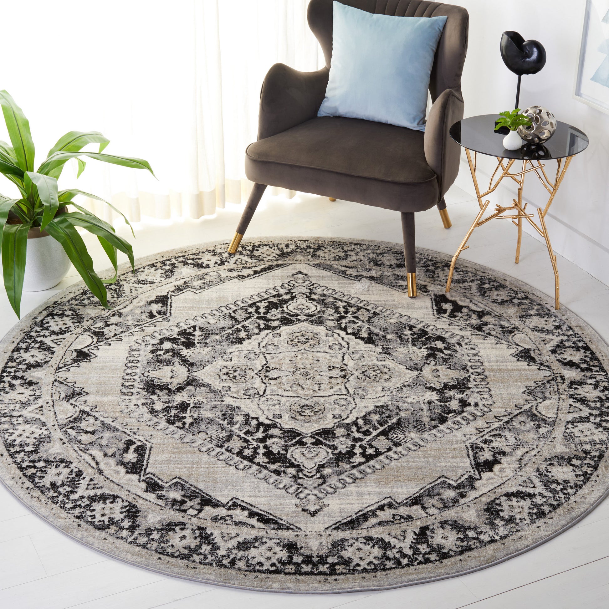 Safavieh Brentwood Bnt871Z Black/Ivory Area Rug