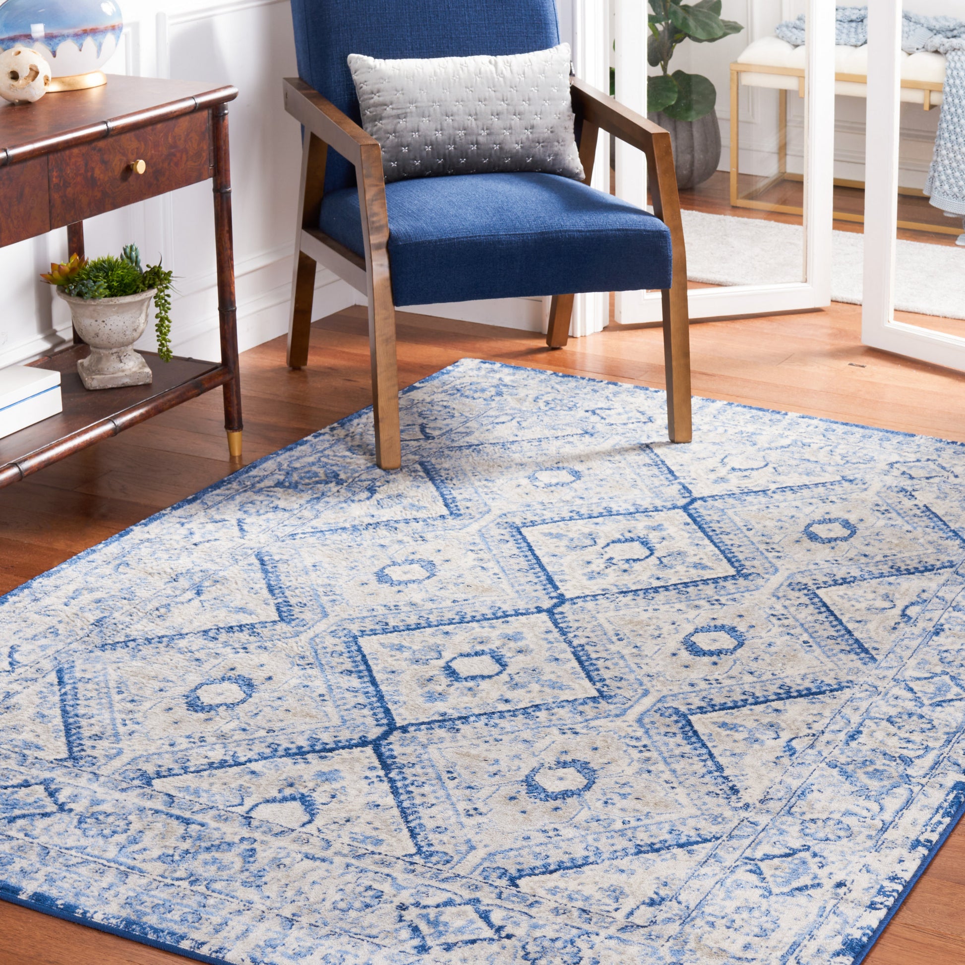 Safavieh Brentwood Bnt876M Blue/Ivory Area Rug