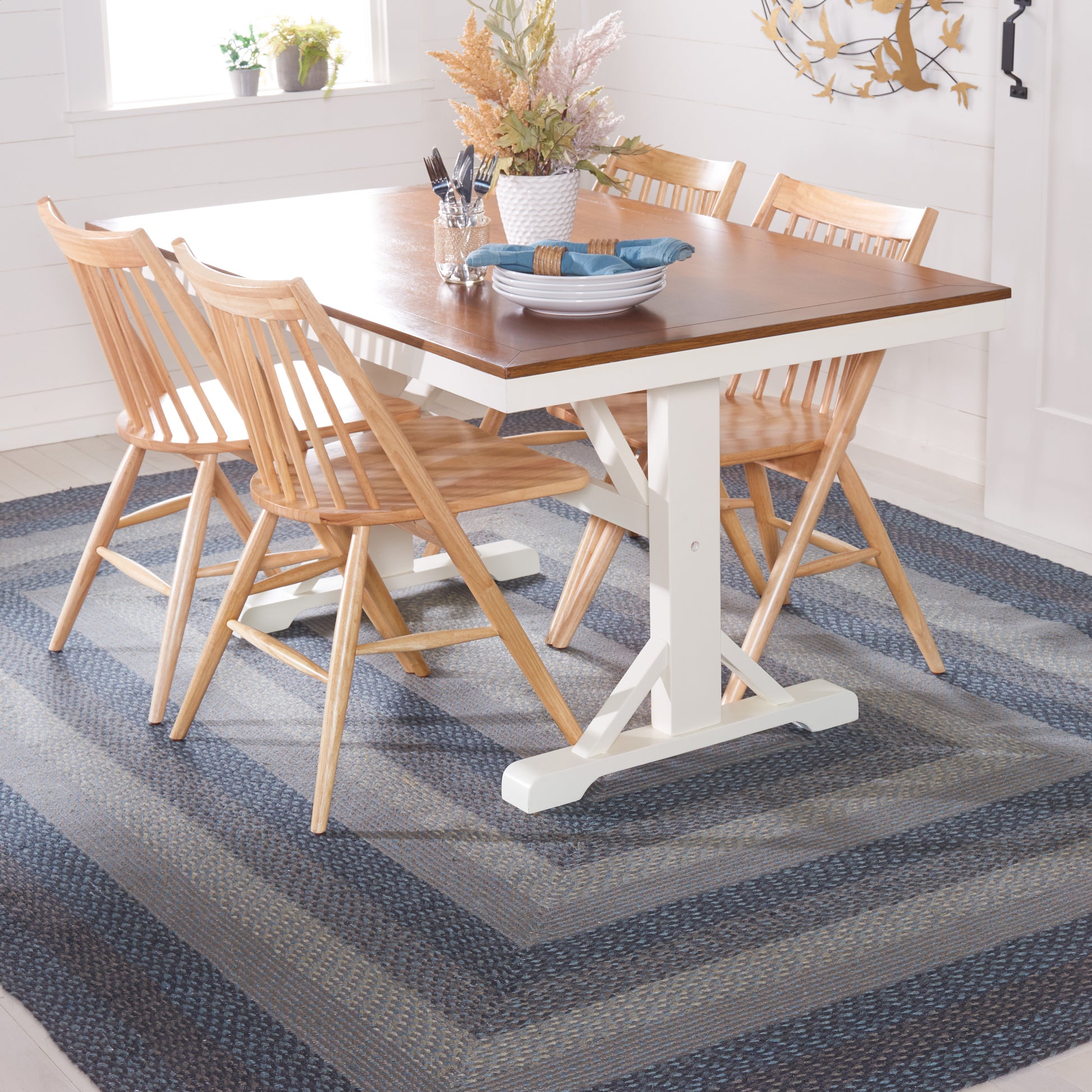 Safavieh Braided Brd652B Grey/Blue Area Rug