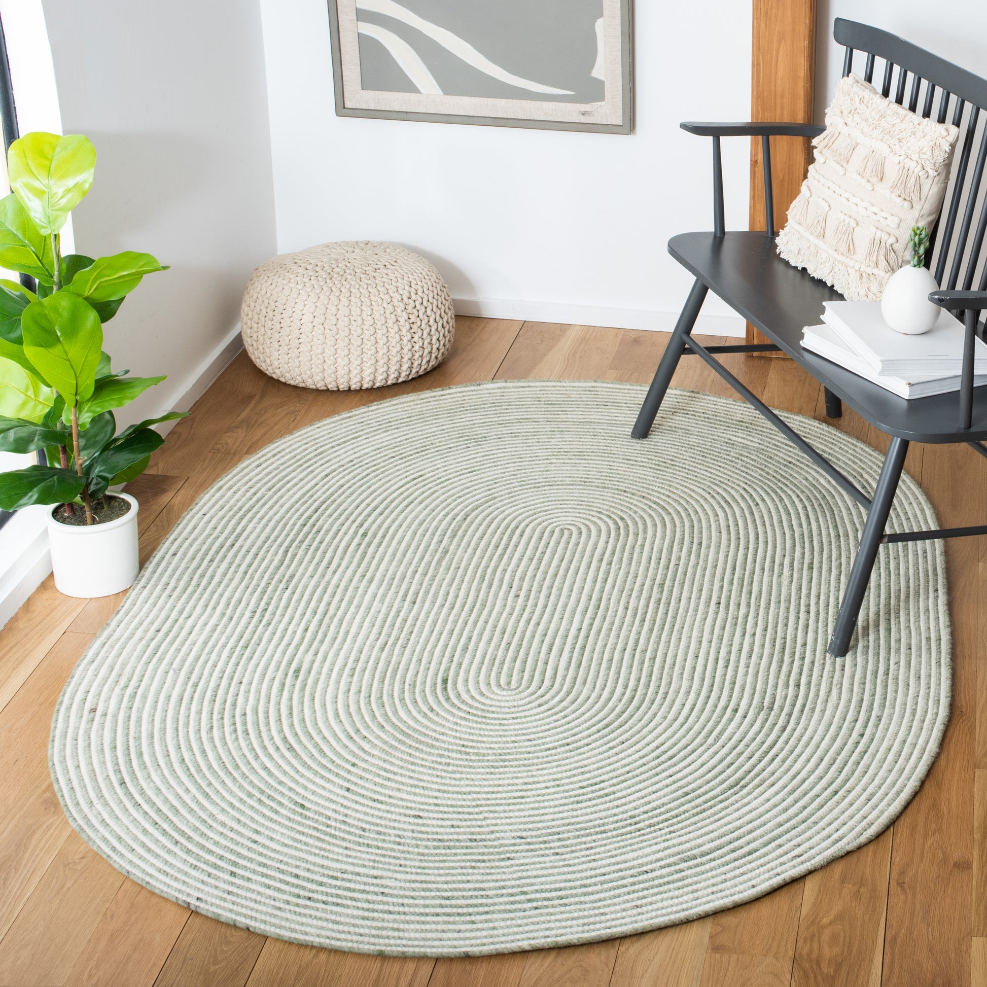 Safavieh Braided Brd905Y Green/Ivory Area Rug