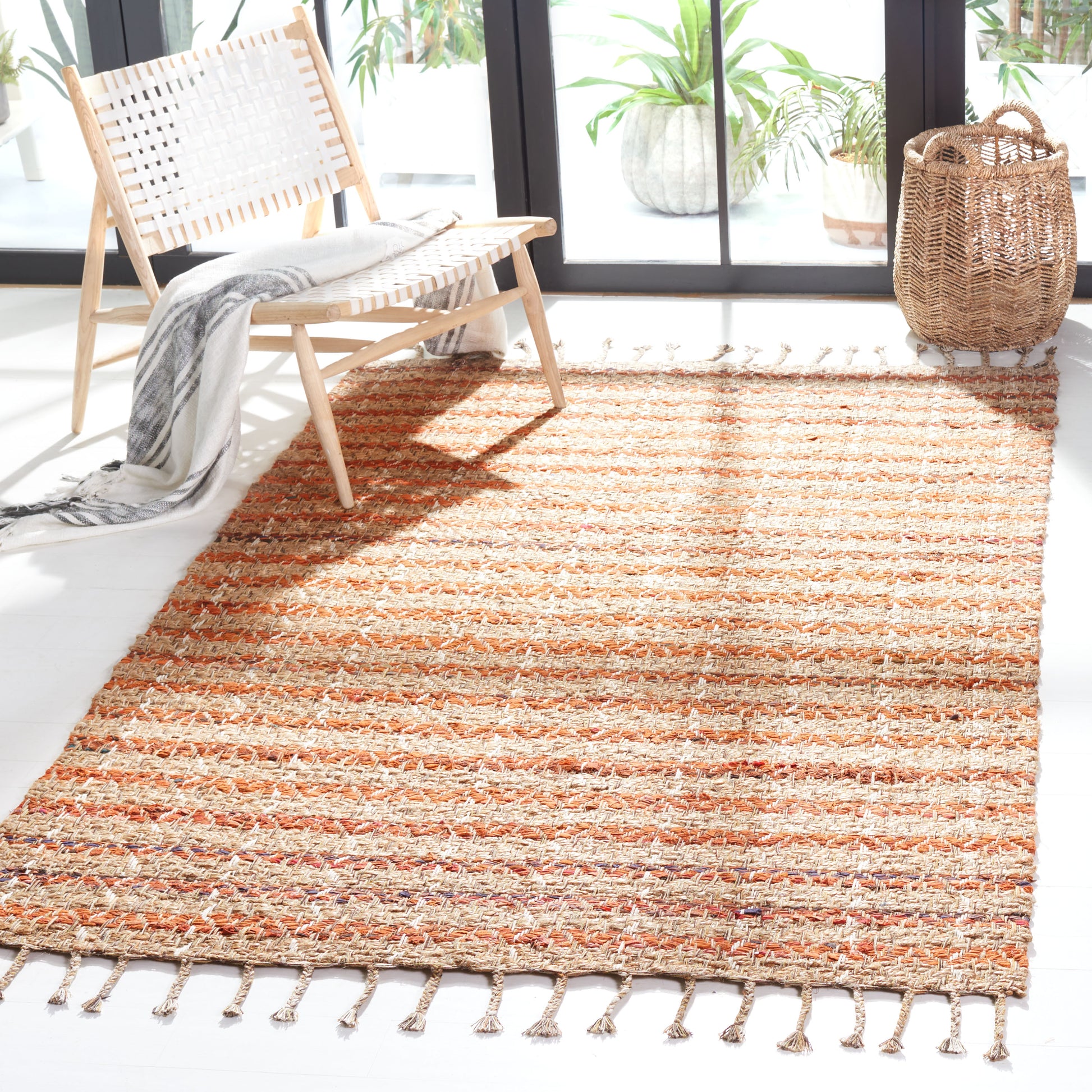 Safavieh Cape Cod Cap844P Orange/Natural Area Rug