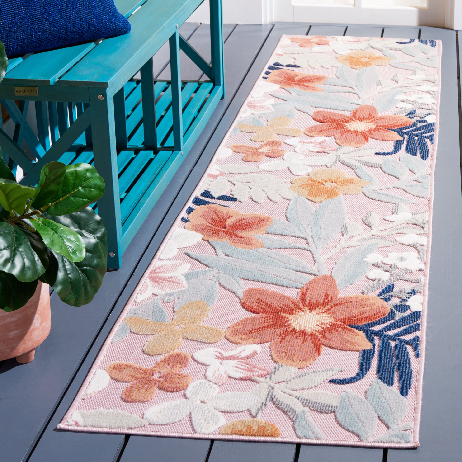 Safavieh Cabana Cbn454F Pink/Grey Area Rug