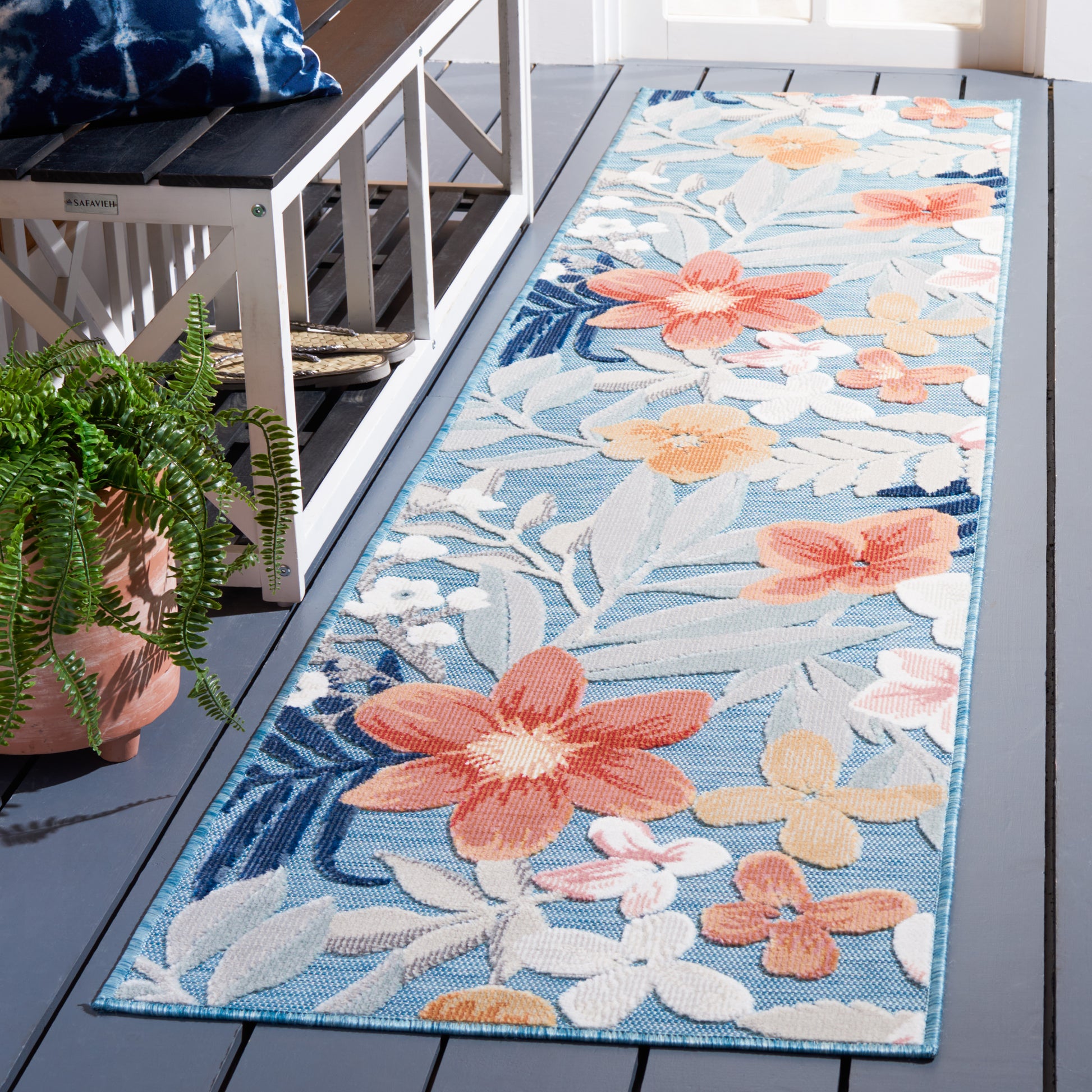 Safavieh Cabana Cbn454J Aqua/Rust Area Rug