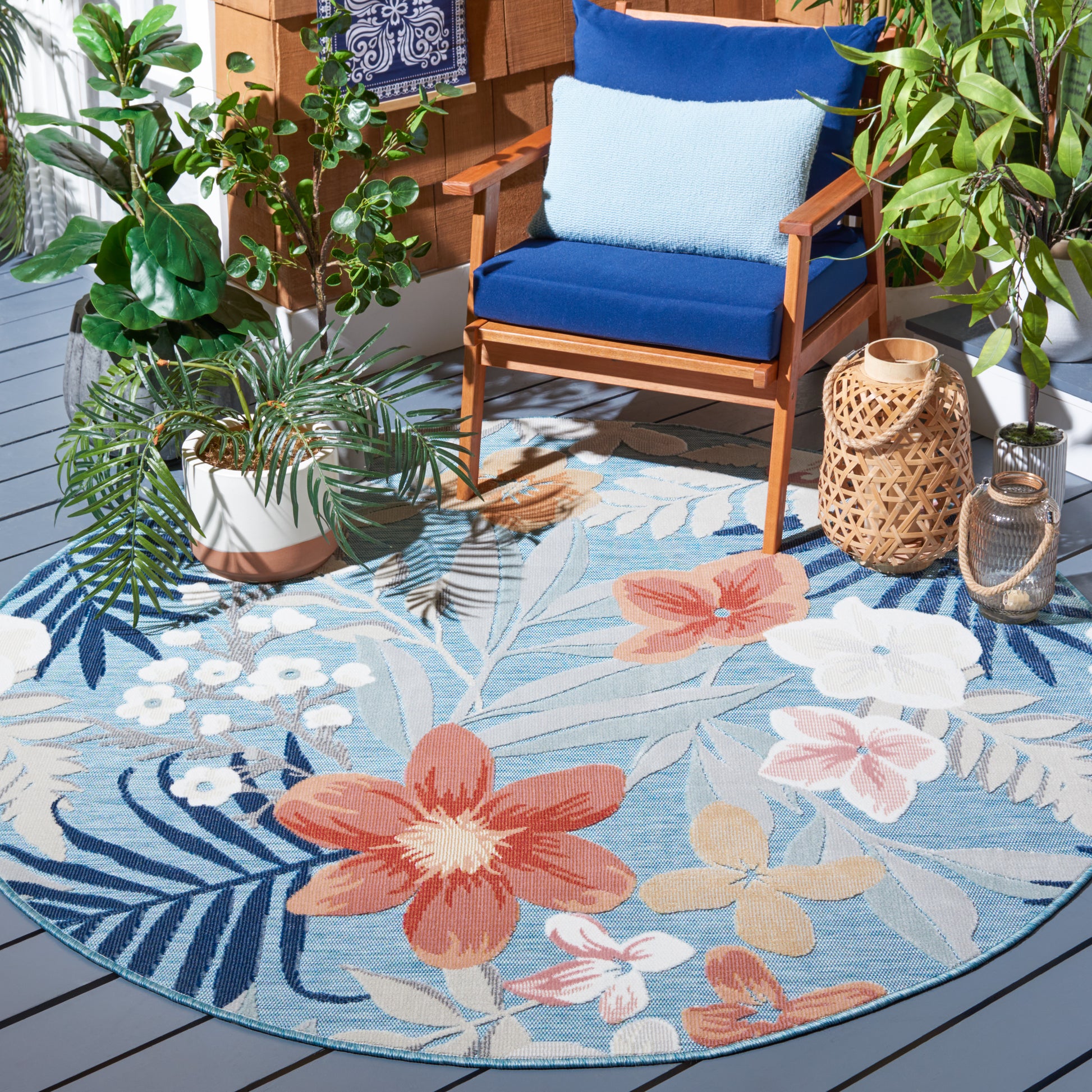 Safavieh Cabana Cbn454J Aqua/Rust Area Rug