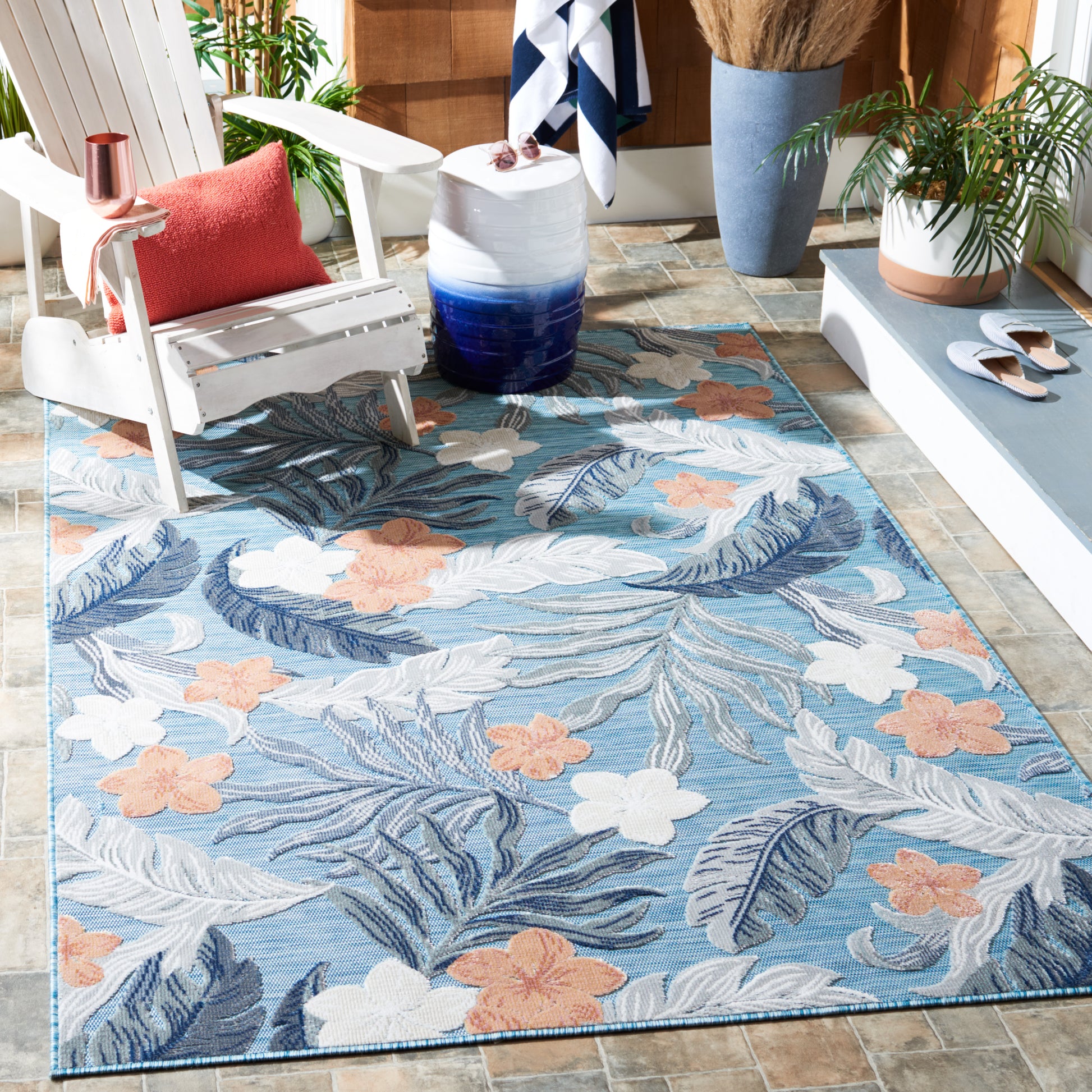 Safavieh Cabana Cbn456M Blue/Grey Area Rug