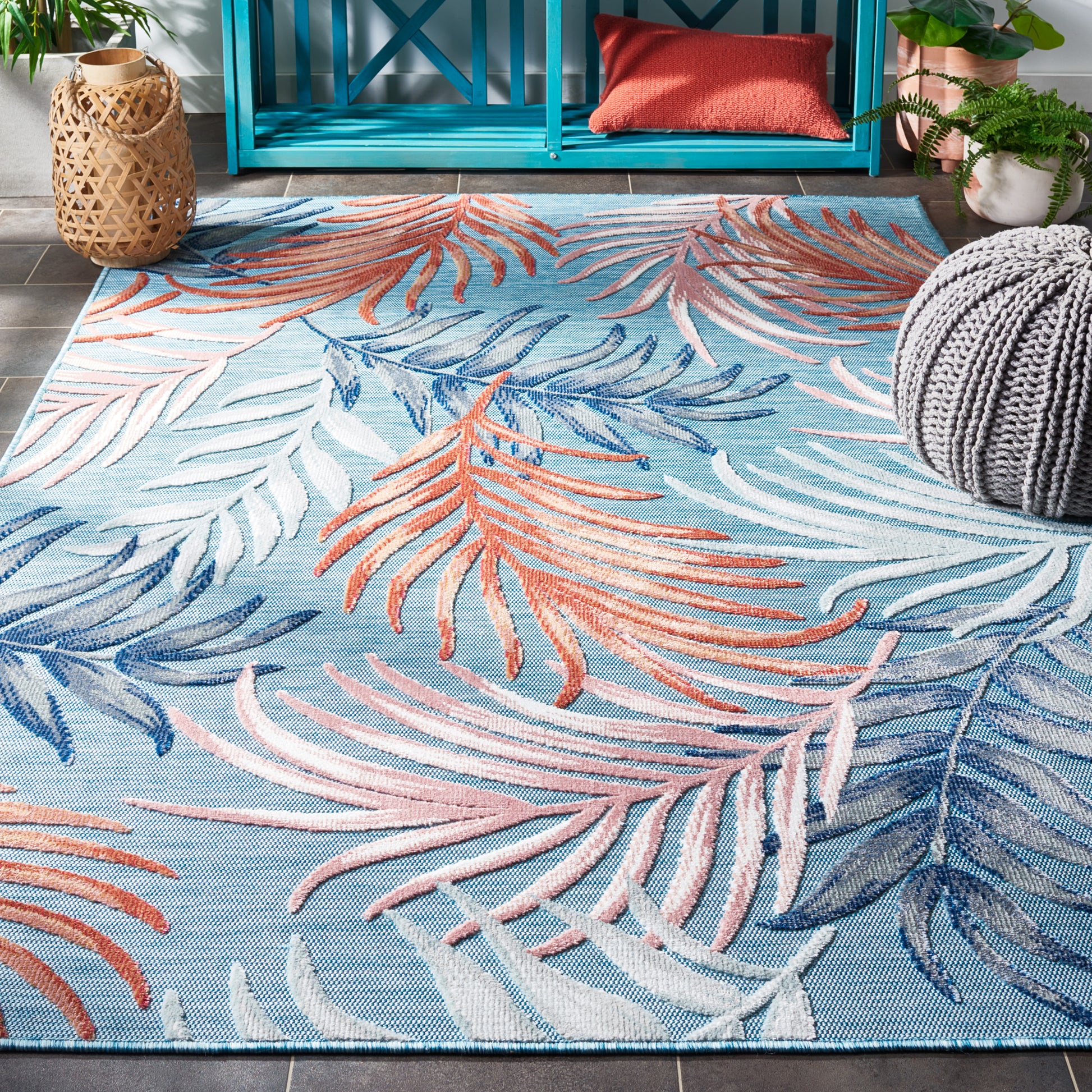 Safavieh Cabana Cbn458M Blue/Rust Area Rug