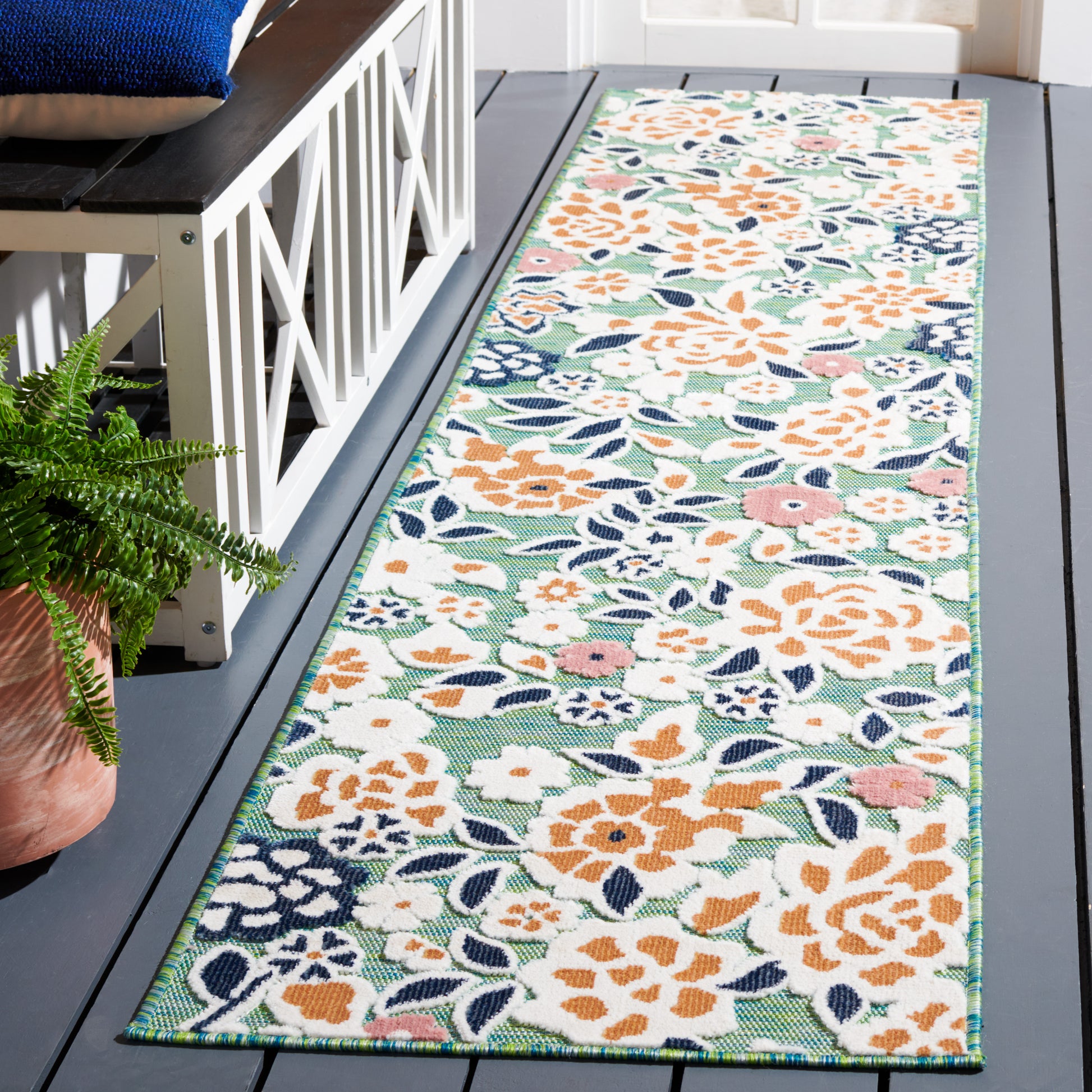 Safavieh Cabana Cbn485N Green/Navy Area Rug