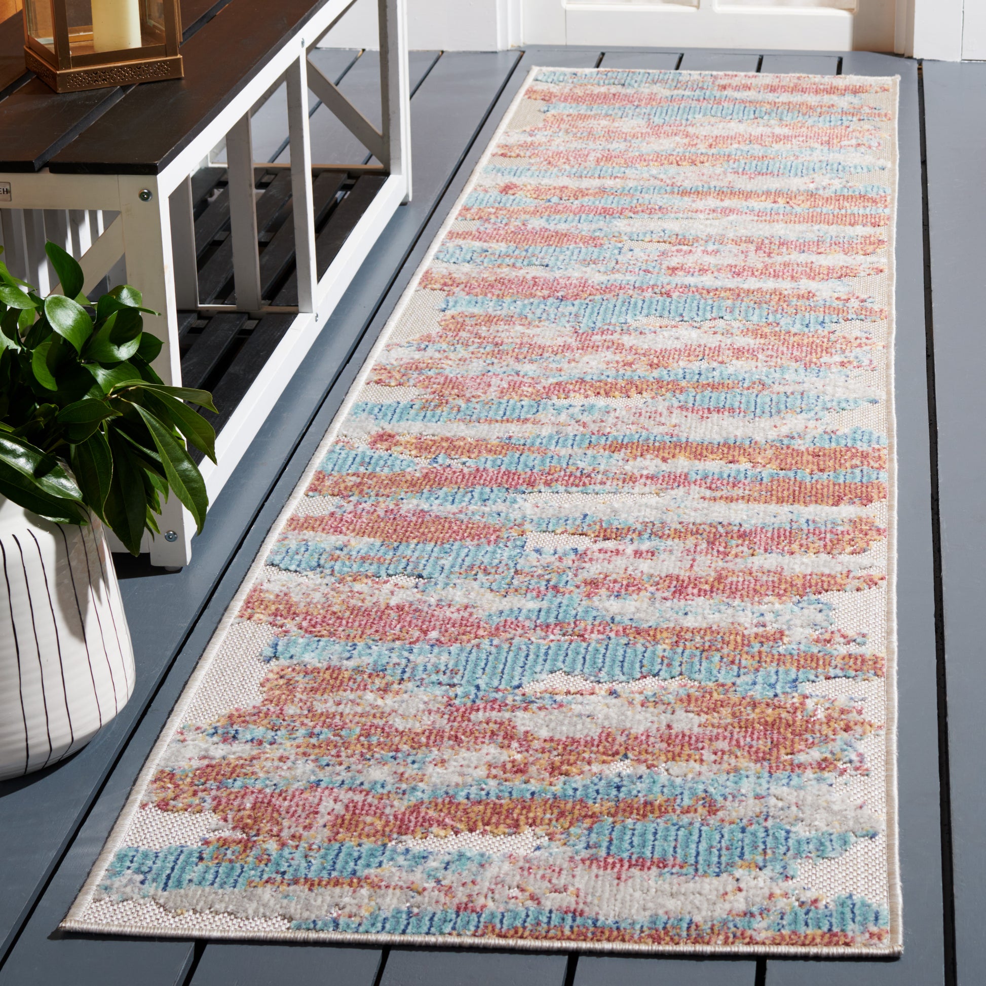 Safavieh Cabana Cbn561J Aqua/Pink Area Rug