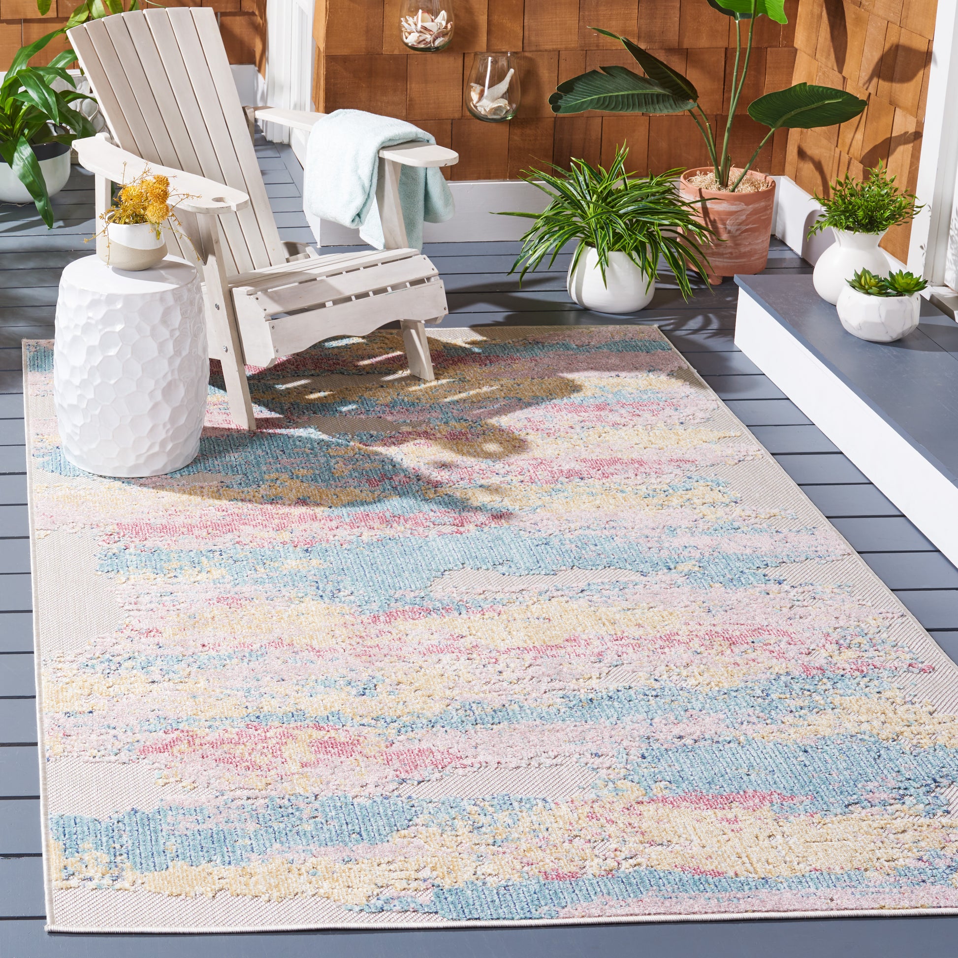 Safavieh Cabana Cbn561J Aqua/Pink Area Rug