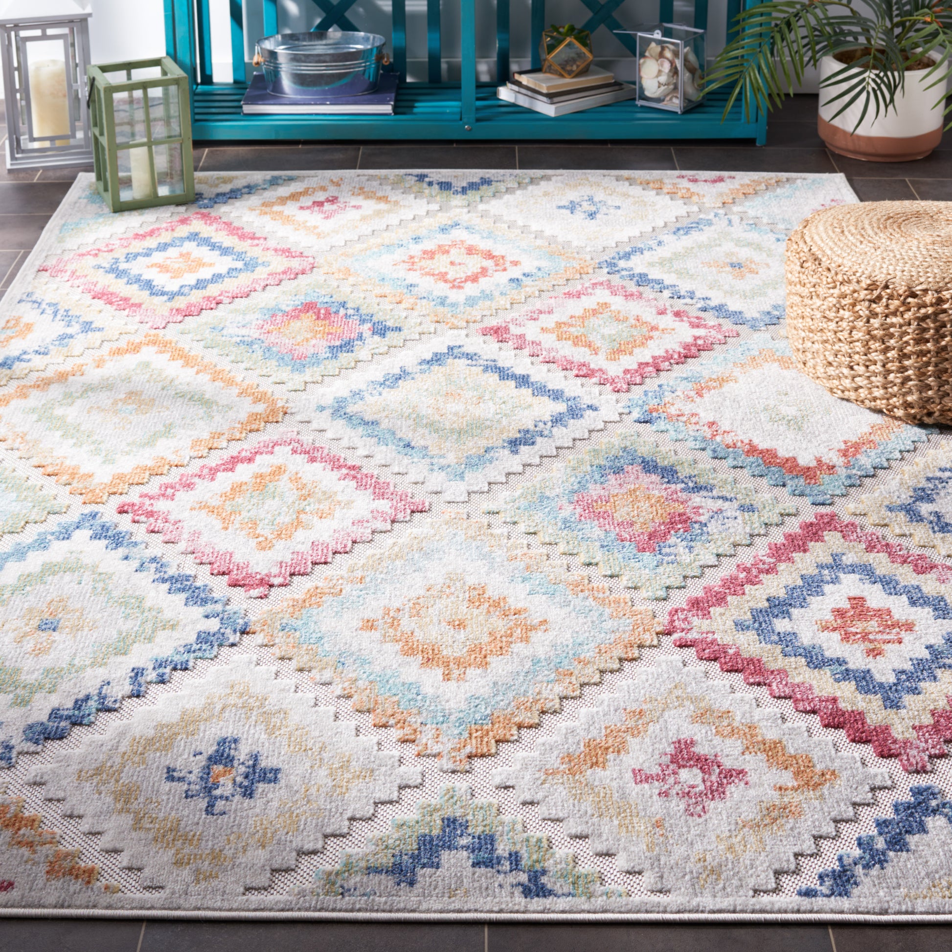 Safavieh Cabana Cbn571P Red Blue Multi Area Rug