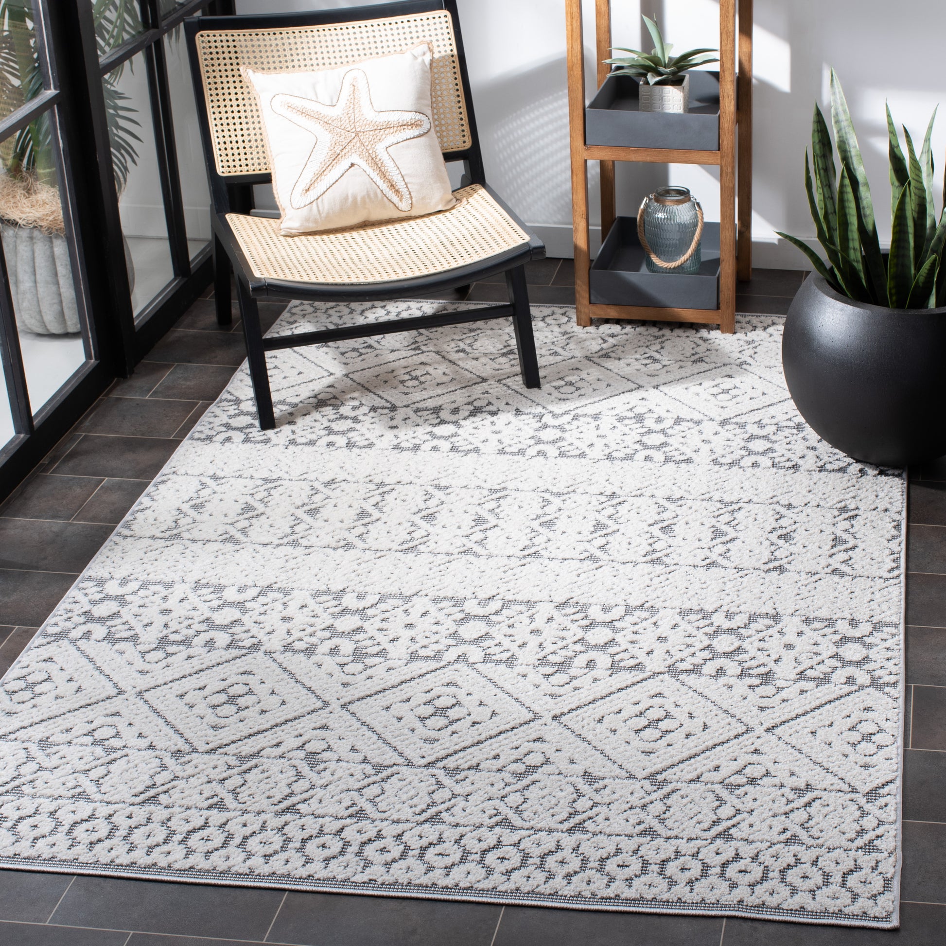 Safavieh Cabana Cbn654A Ivory/Grey Area Rug