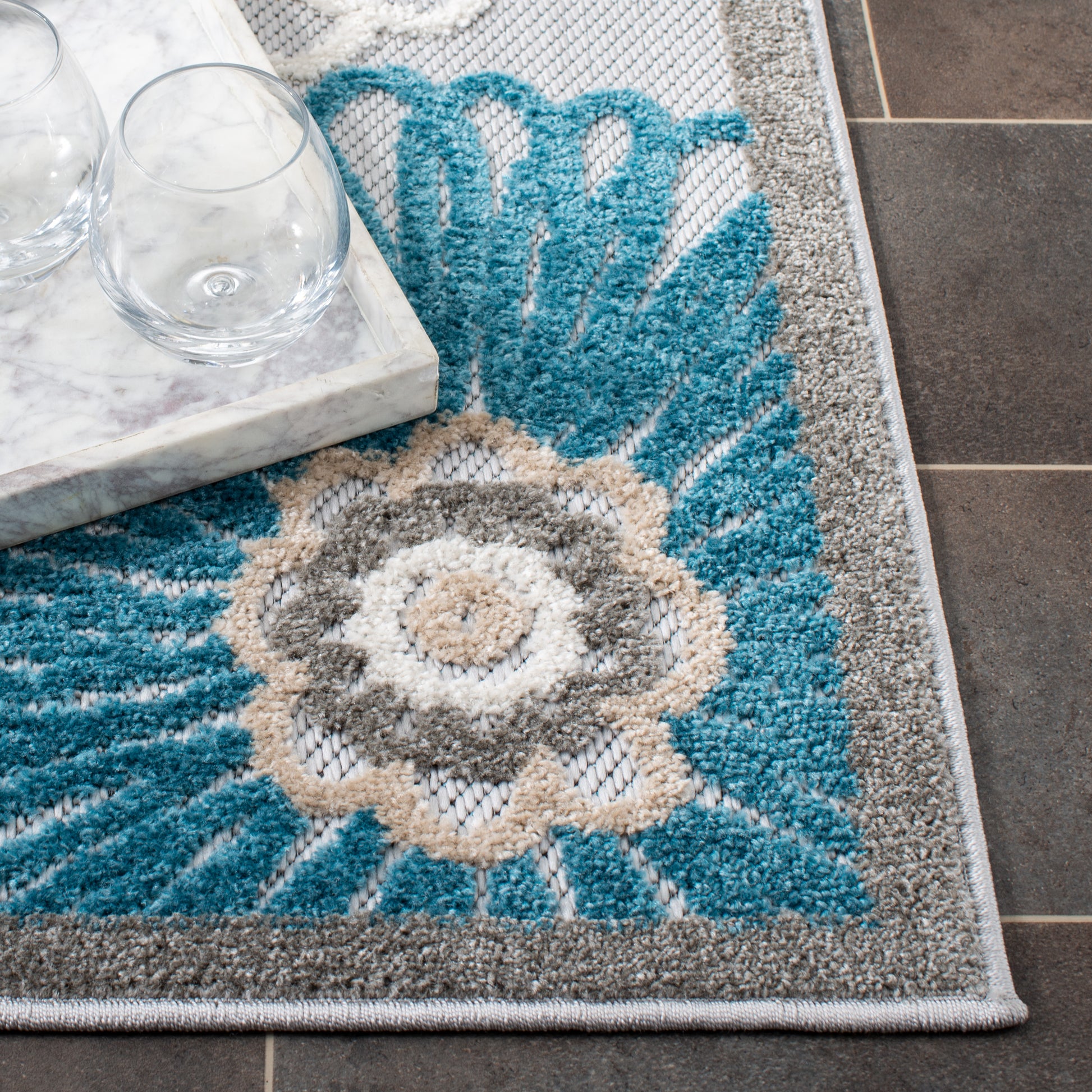 Safavieh Cabana Cbn676B Beige/Blue Area Rug