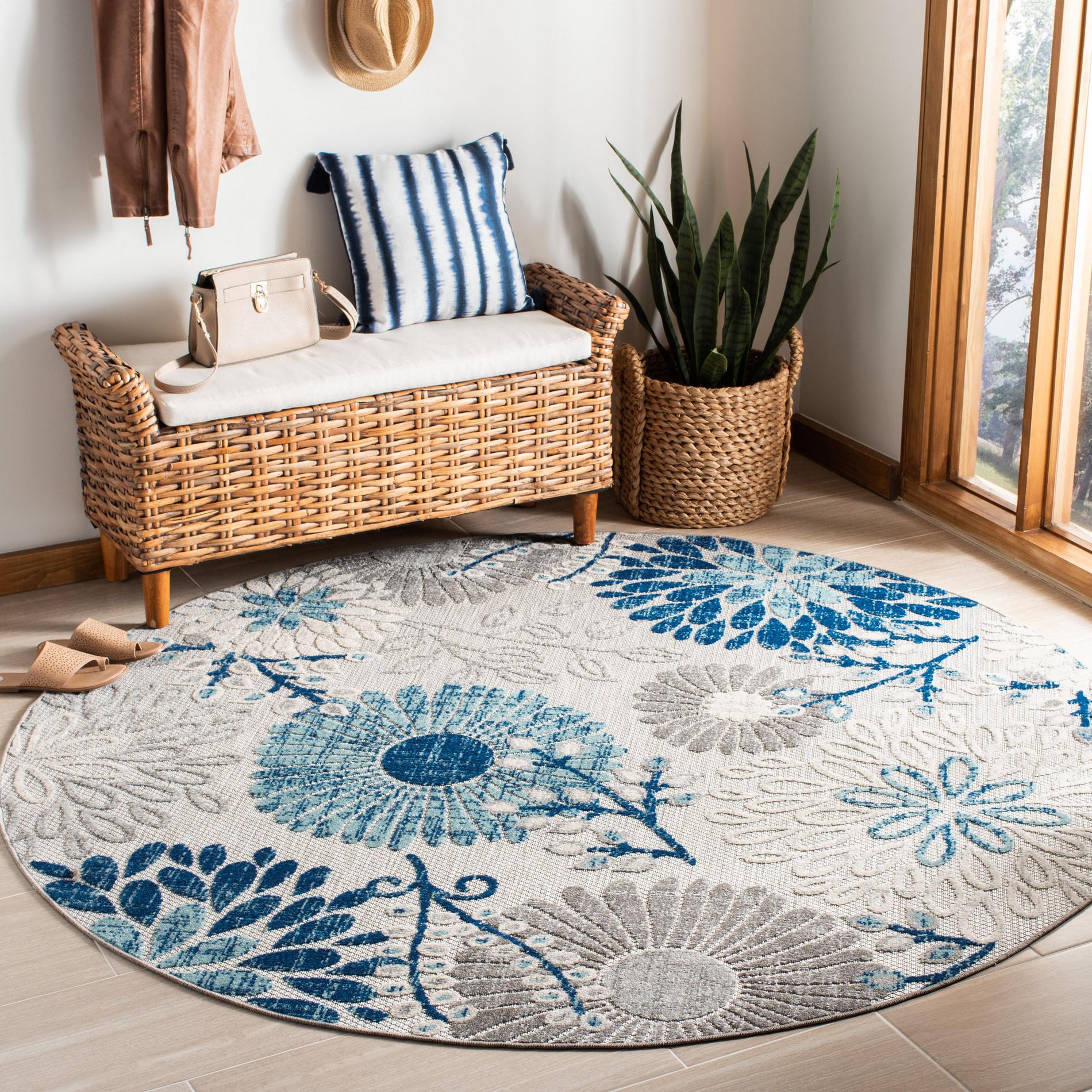 Safavieh Cabana Cbn832F Grey/Blue Area Rug