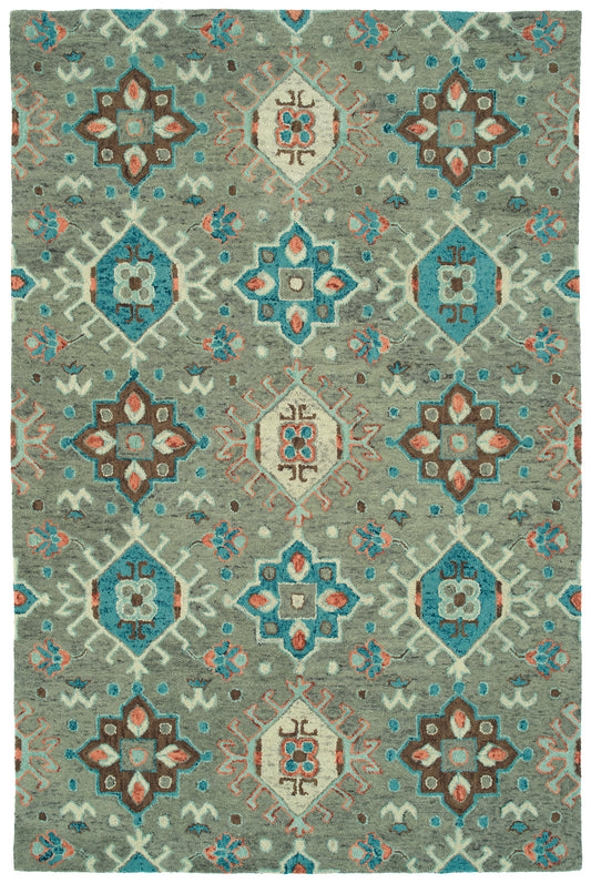 Kaleen Chancellor Cha10-75 Gray, Sage, Teal, Brown Area Rug