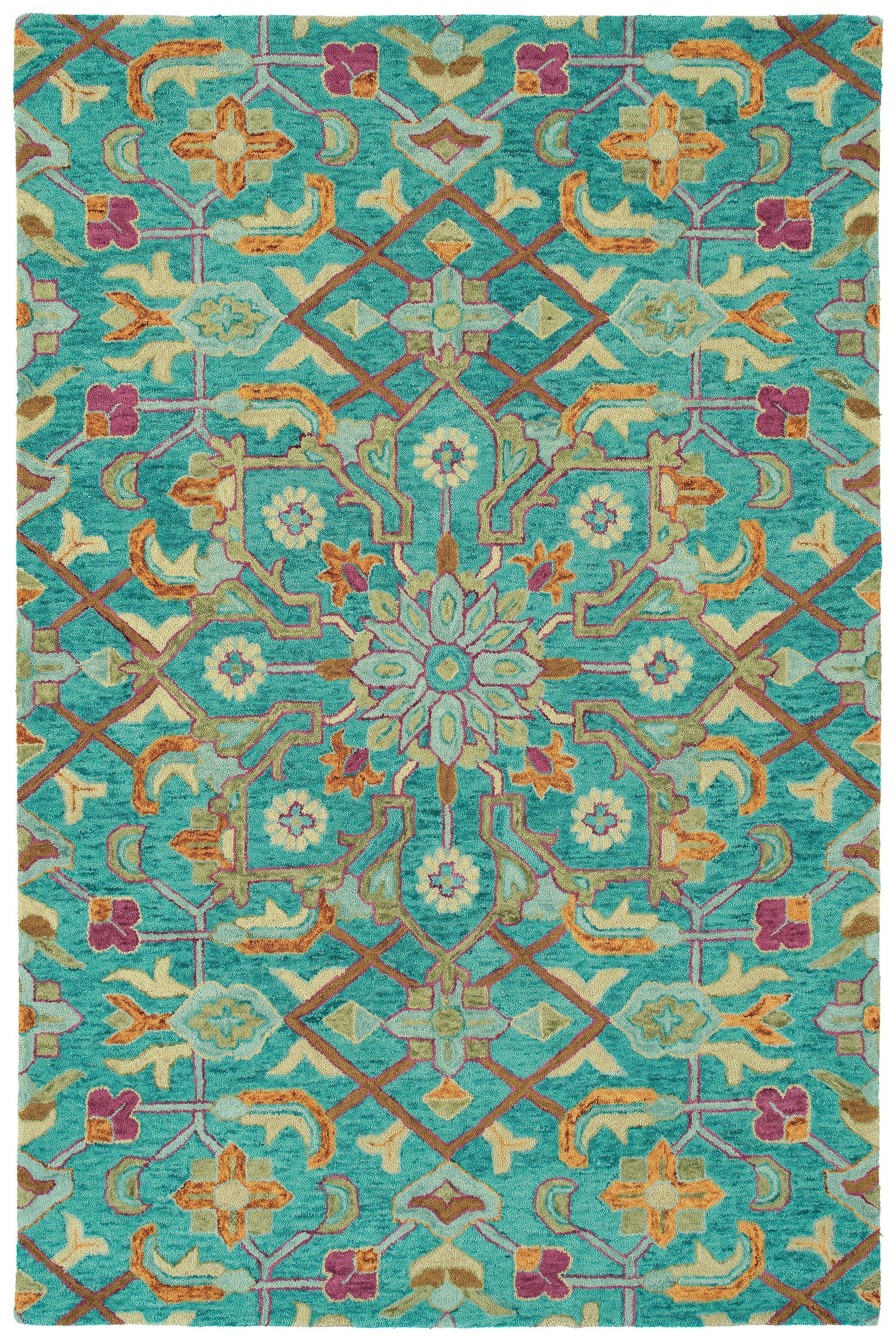 Kaleen Chancellor Cha11-91 Teal, Lt Blue, Sand, Orange Area Rug