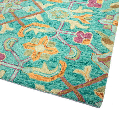 Kaleen Chancellor Cha11-91 Teal, Lt Blue, Sand, Orange Area Rug