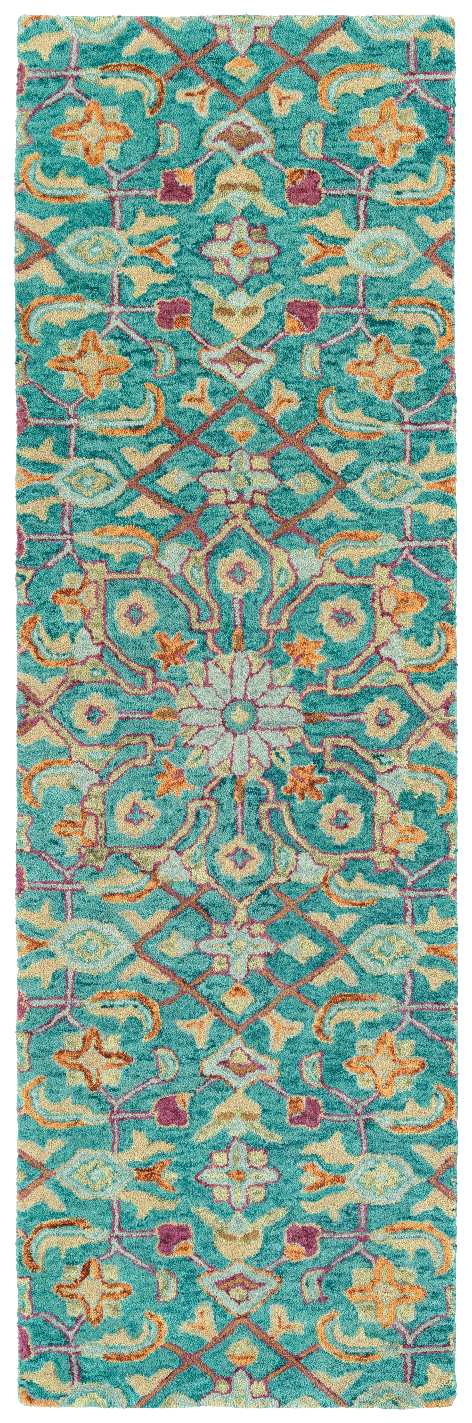 Kaleen Chancellor Cha11-91 Teal, Lt Blue, Sand, Orange Area Rug