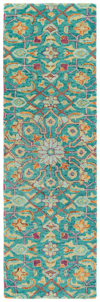 Kaleen Chancellor Cha11-91 Teal, Lt Blue, Sand, Orange Area Rug