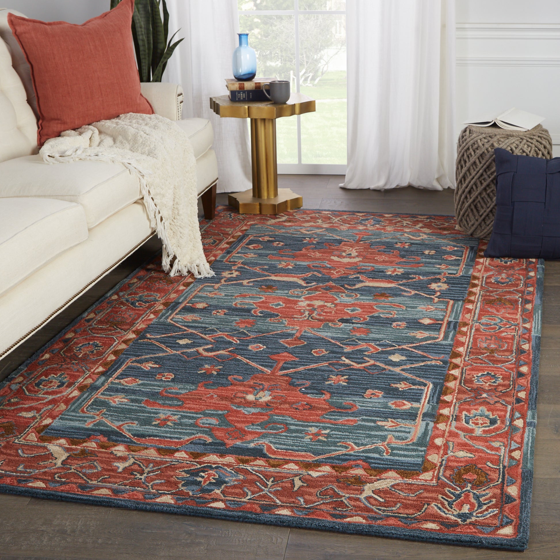 Jaipur Cardamom Cinnabar Com07 Red/Blue Area Rug