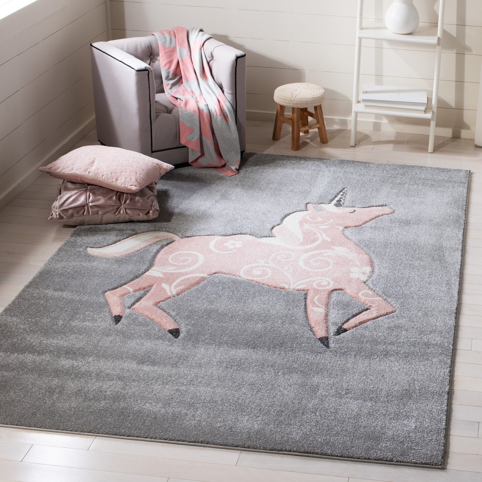 Safavieh Carousel Kids Crk163F Grey/Pink Area Rug