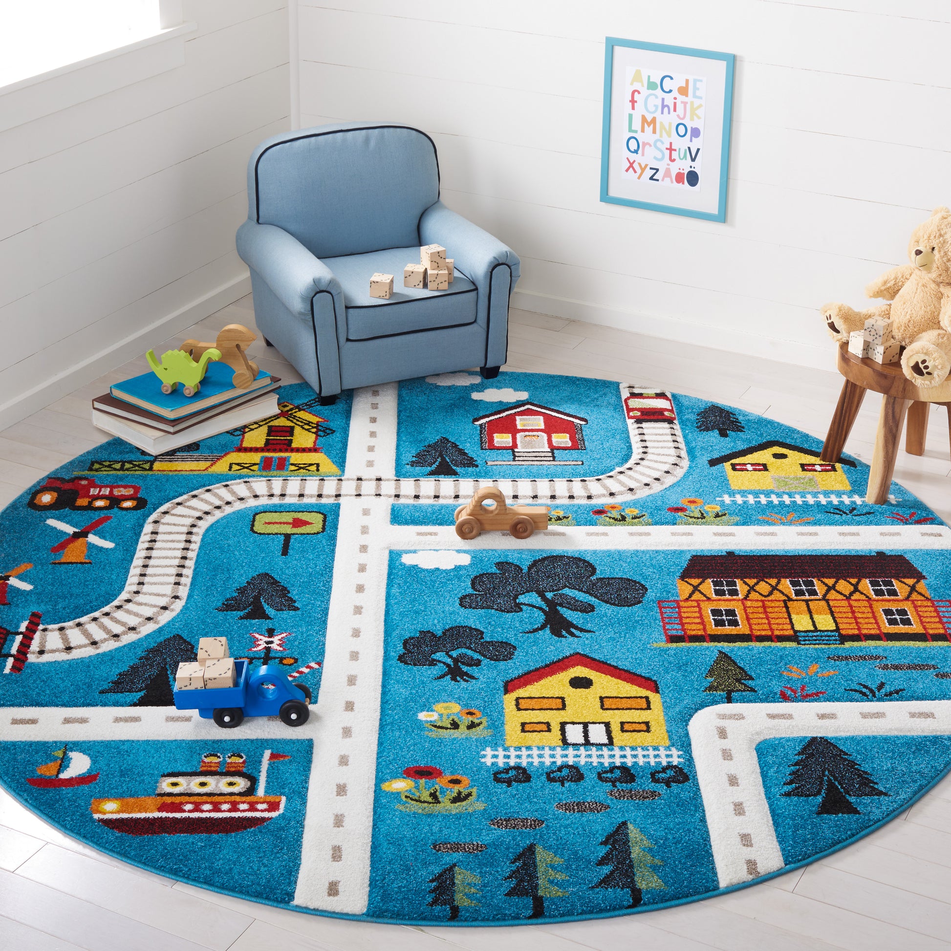 Safavieh Carousel Kids Crk197M Blue/Beige Area Rug