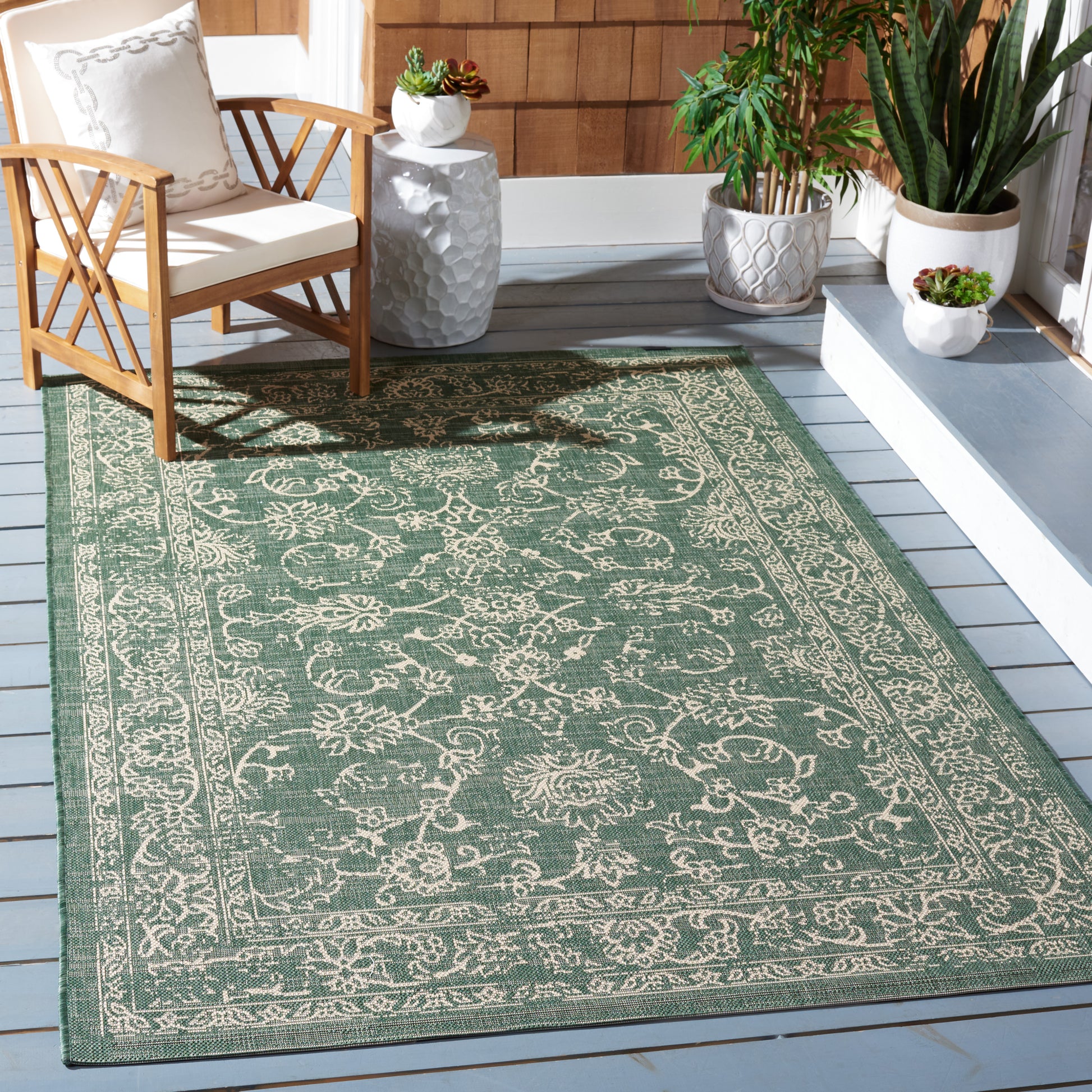 Safavieh Courtyard Cy6680-32221 Dark Green/Beige Area Rug