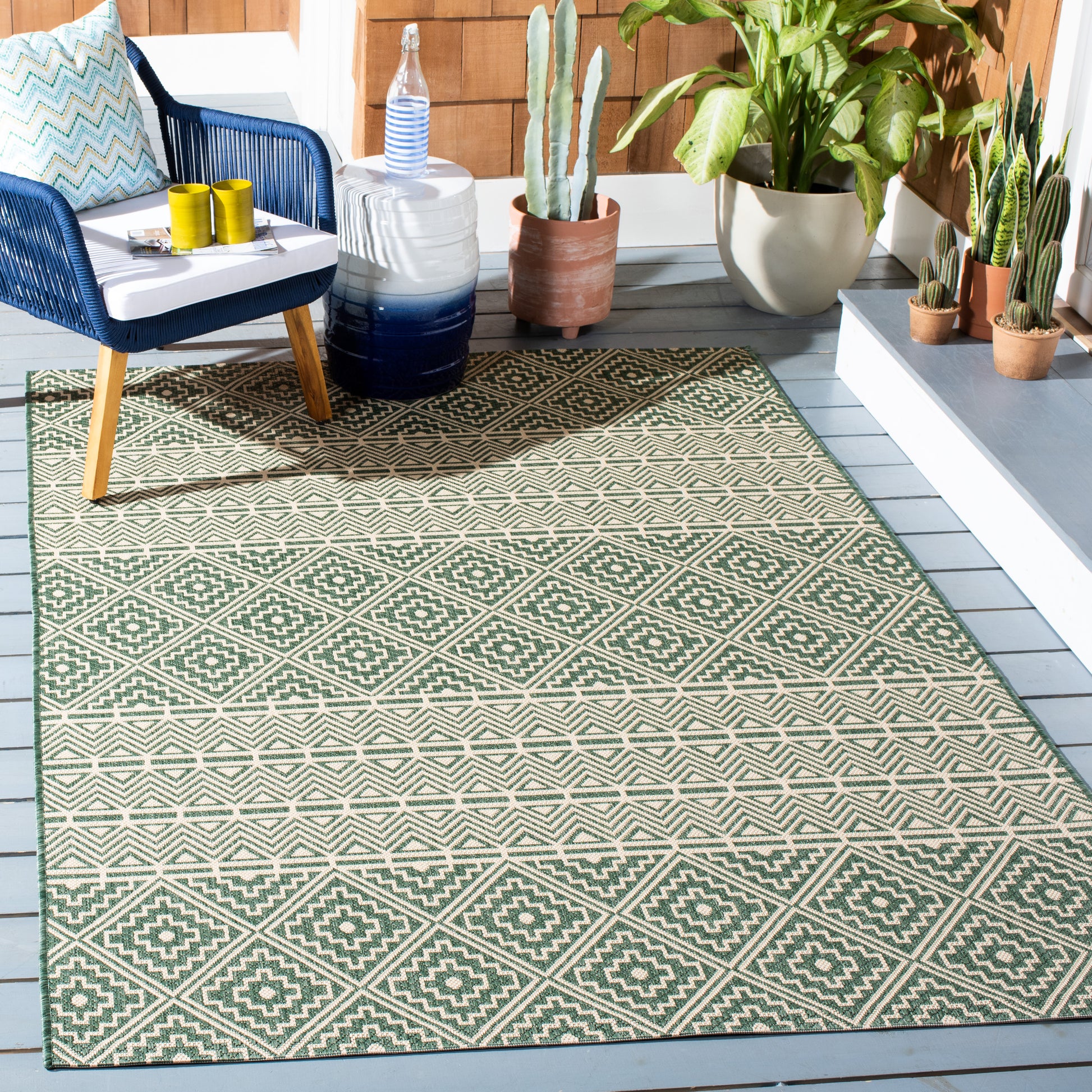 Safavieh Courtyard Cy6787-32221 Dark Green/Beige Area Rug