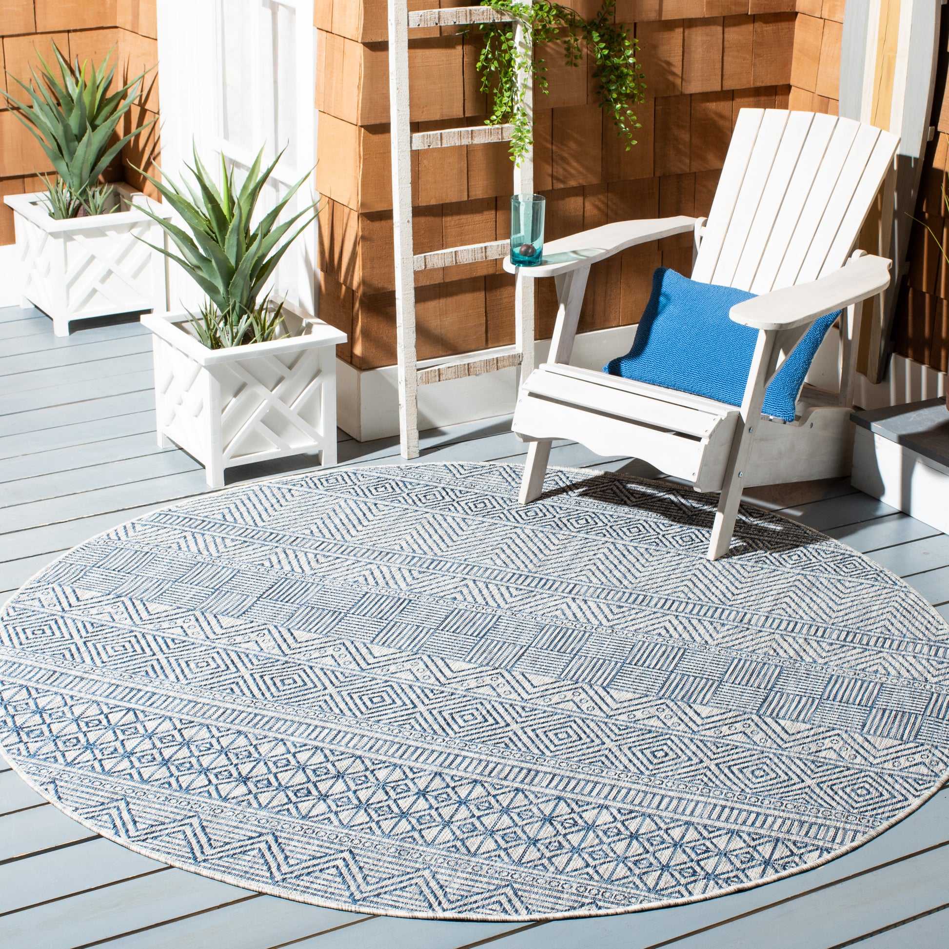 Safavieh Courtyard Cy8196-36812 Grey/Navy Area Rug