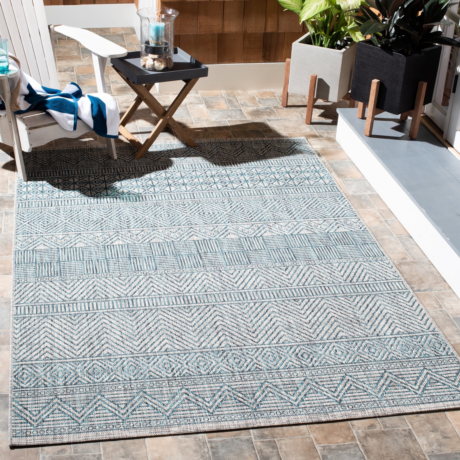 Safavieh Courtyard Cy8196-37112 Light Grey/Aqua Area Rug