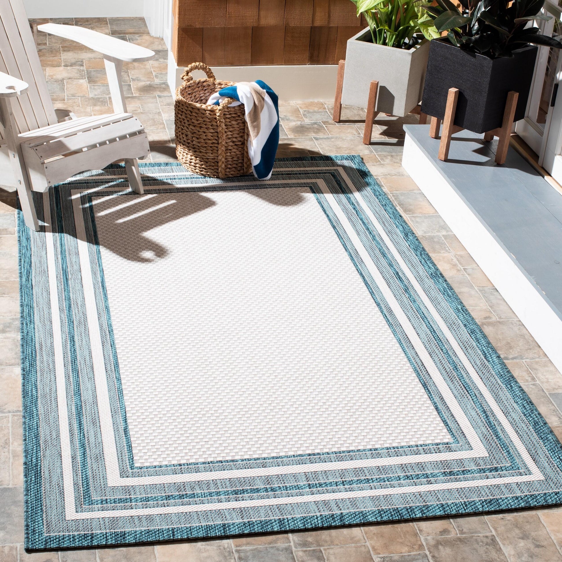 Safavieh Courtyard Cy8475-53512 Ivory/Teal Area Rug