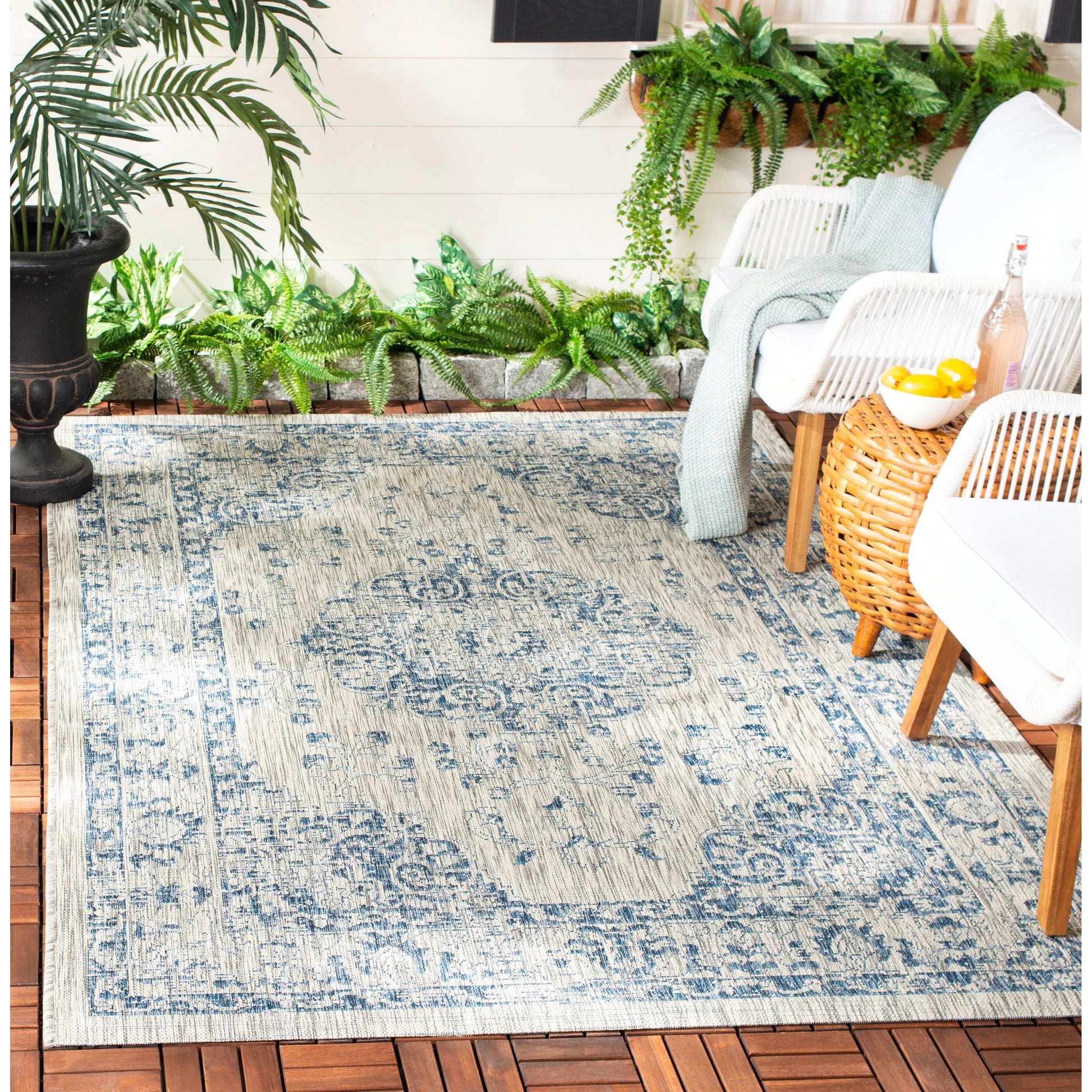 Safavieh Courtyard Cy8679-36812 Grey/Navy Area Rug