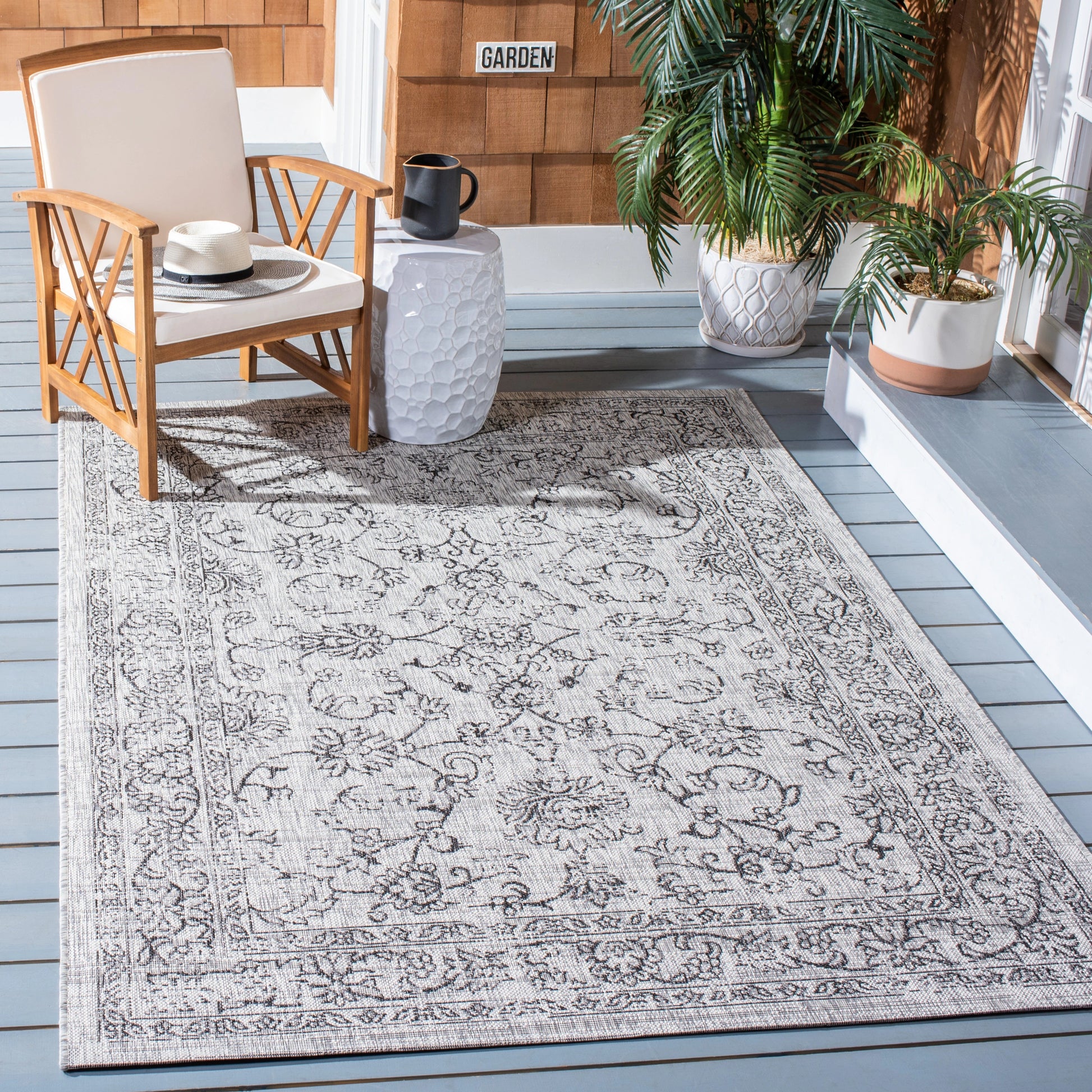 Safavieh Courtyard Cy8680-37612 Grey/Black Area Rug