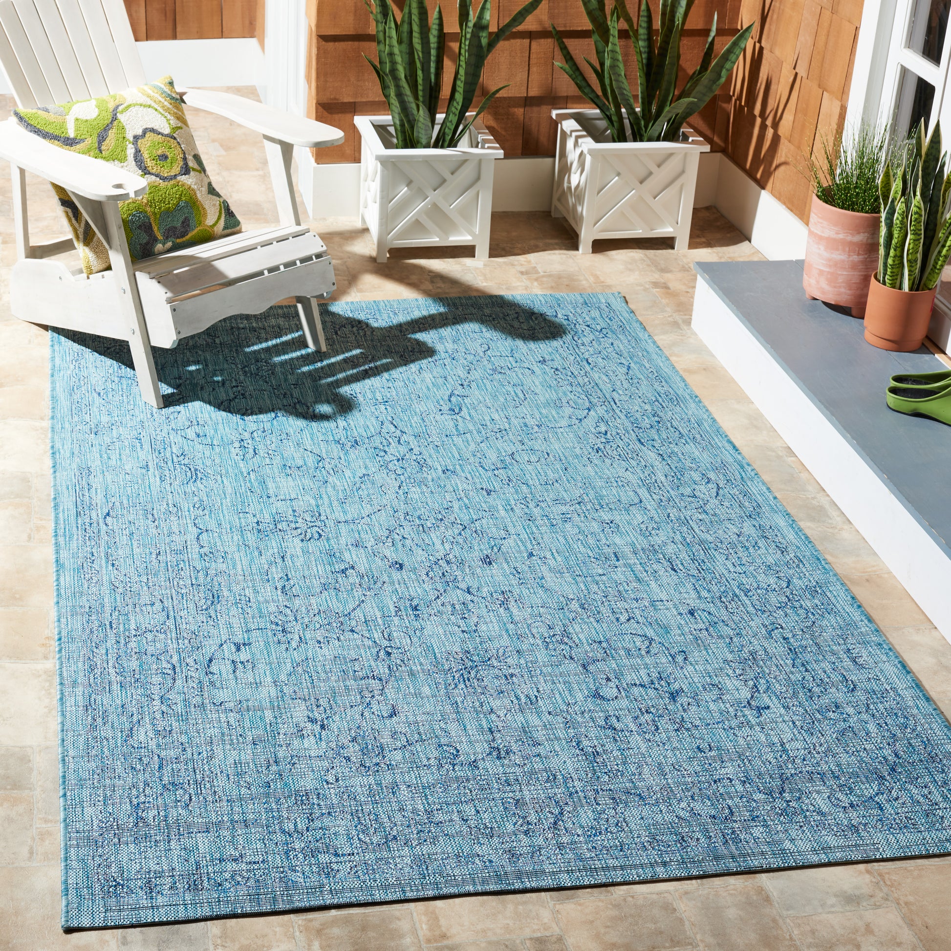 Safavieh Courtyard Cy8680-39412 Aqua/Navy Area Rug