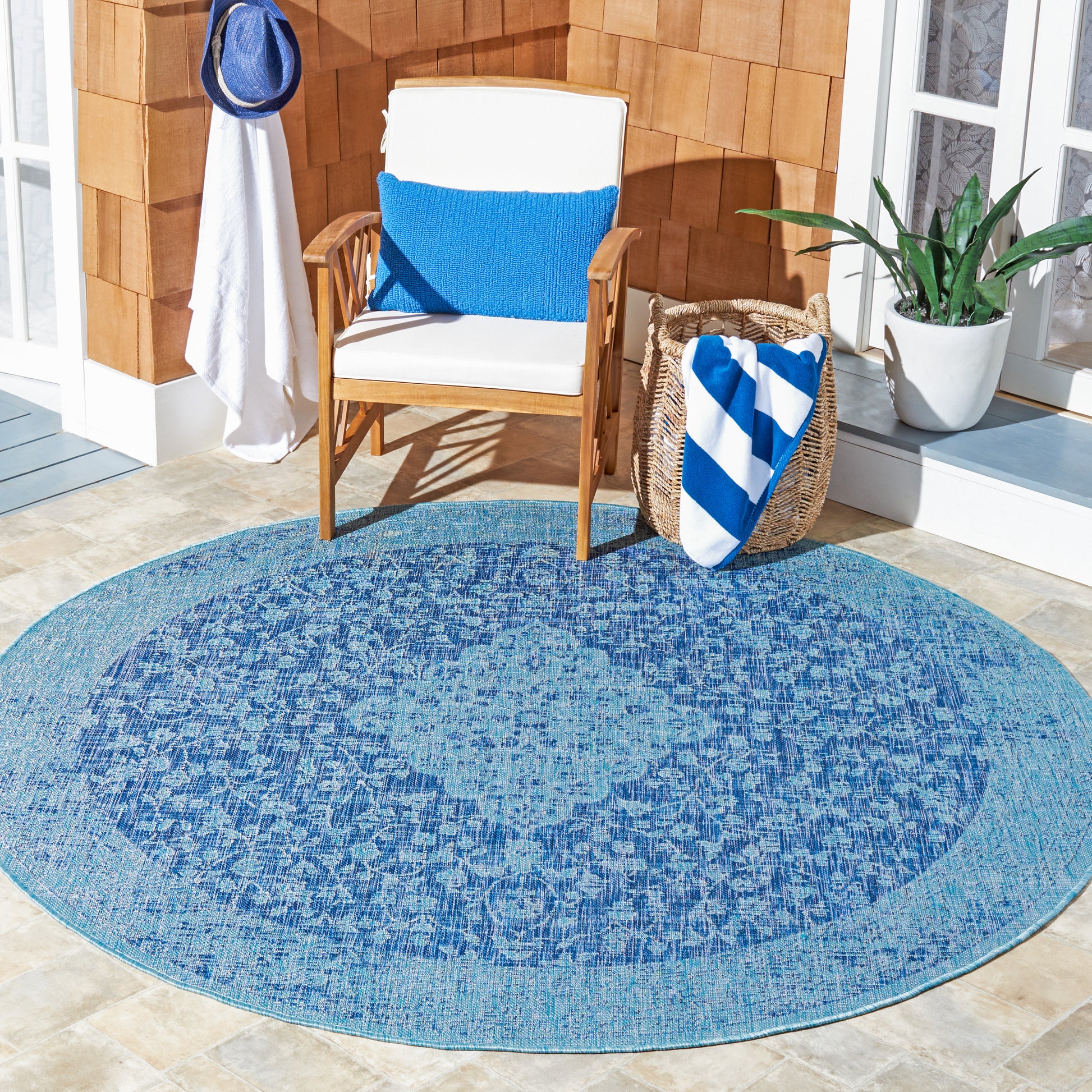 Safavieh Courtyard Cy8720-39421 Navy/Aqua Area Rug