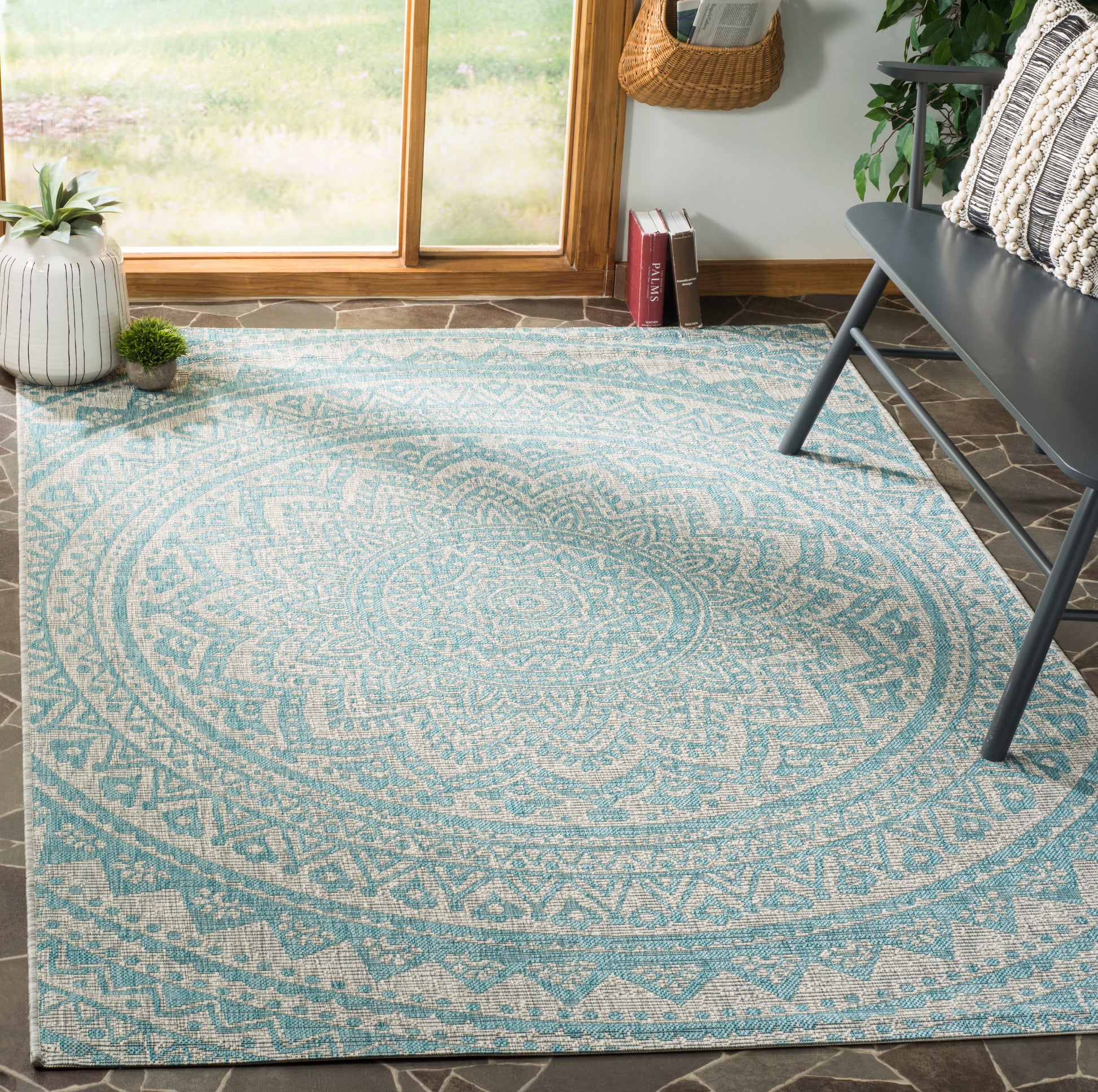 Safavieh Courtyard Cy8734 Light Grey/Aqua Area Rug