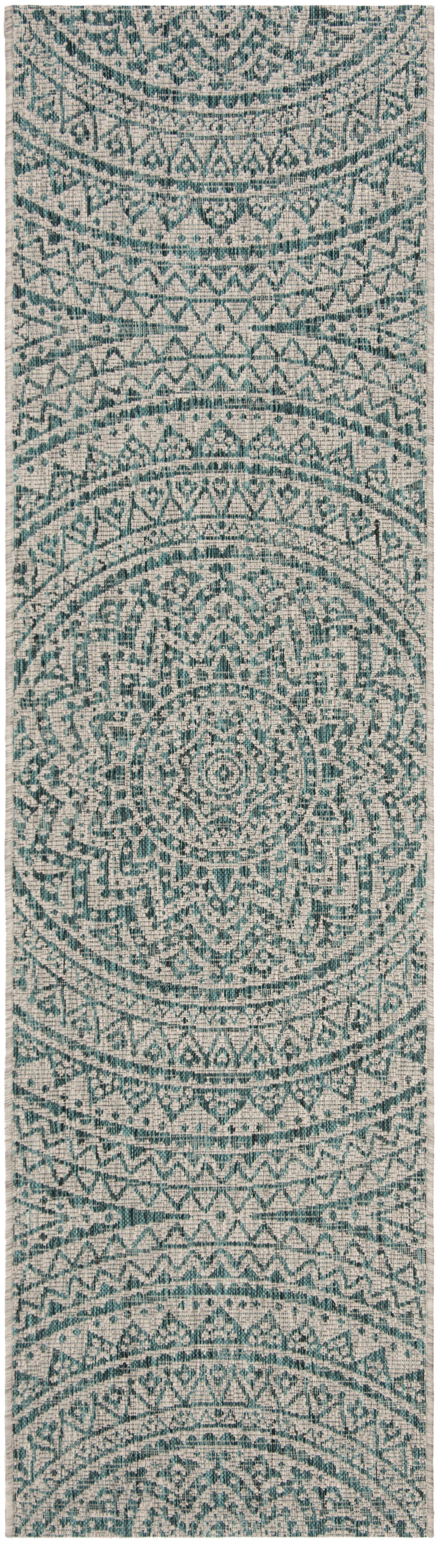 Safavieh Courtyard Cy8734 Light Grey/Teal Area Rug