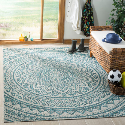 Safavieh Courtyard Cy8734 Light Grey/Teal Area Rug