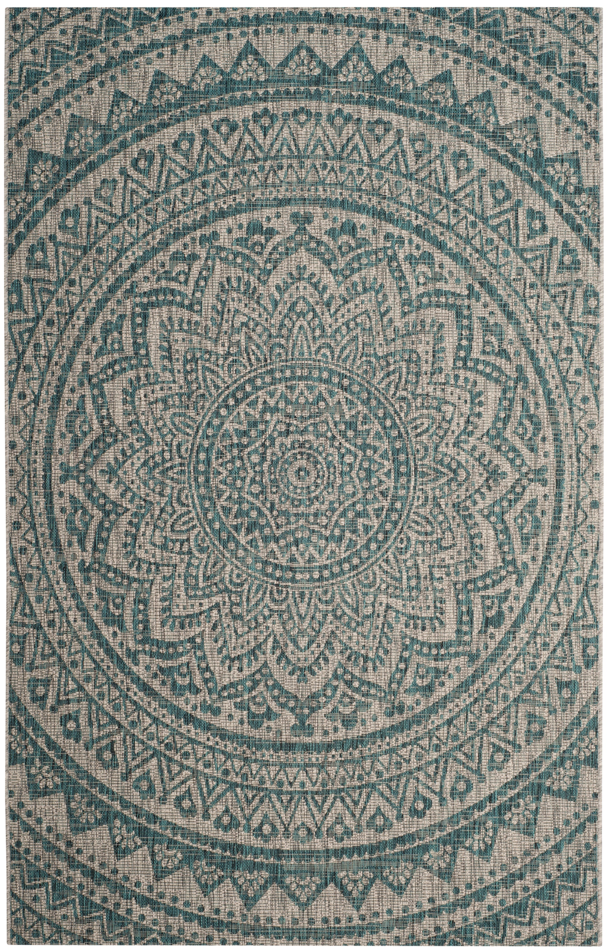 Safavieh Courtyard Cy8734 Light Grey/Teal Area Rug